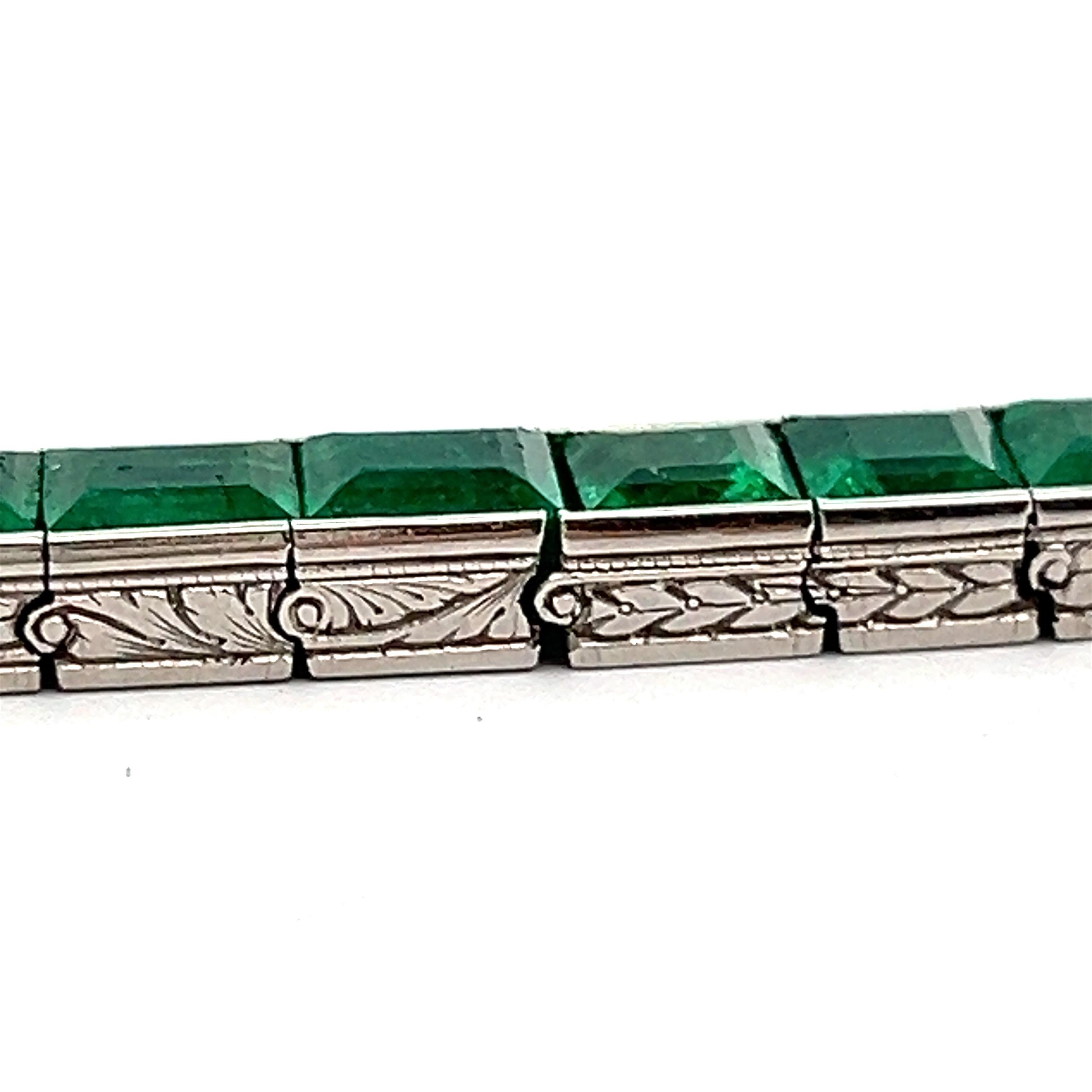 Women's Oscar Heyman Brothers Art Deco Emerald Bracelet For Sale
