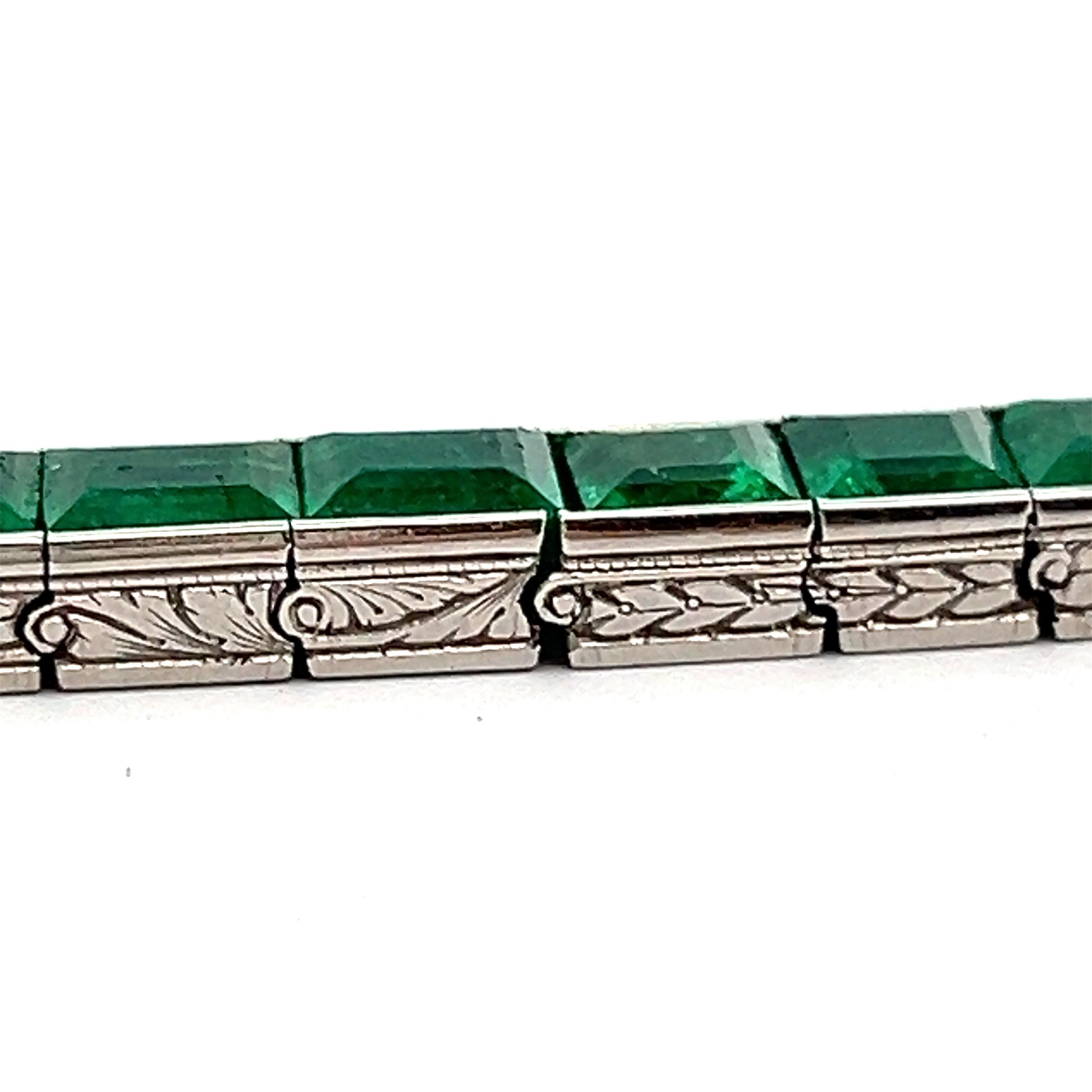 Pulsera esmeralda Art Déco Hermanos Oscar Heyman en Excelente estado para la venta en New York, NY