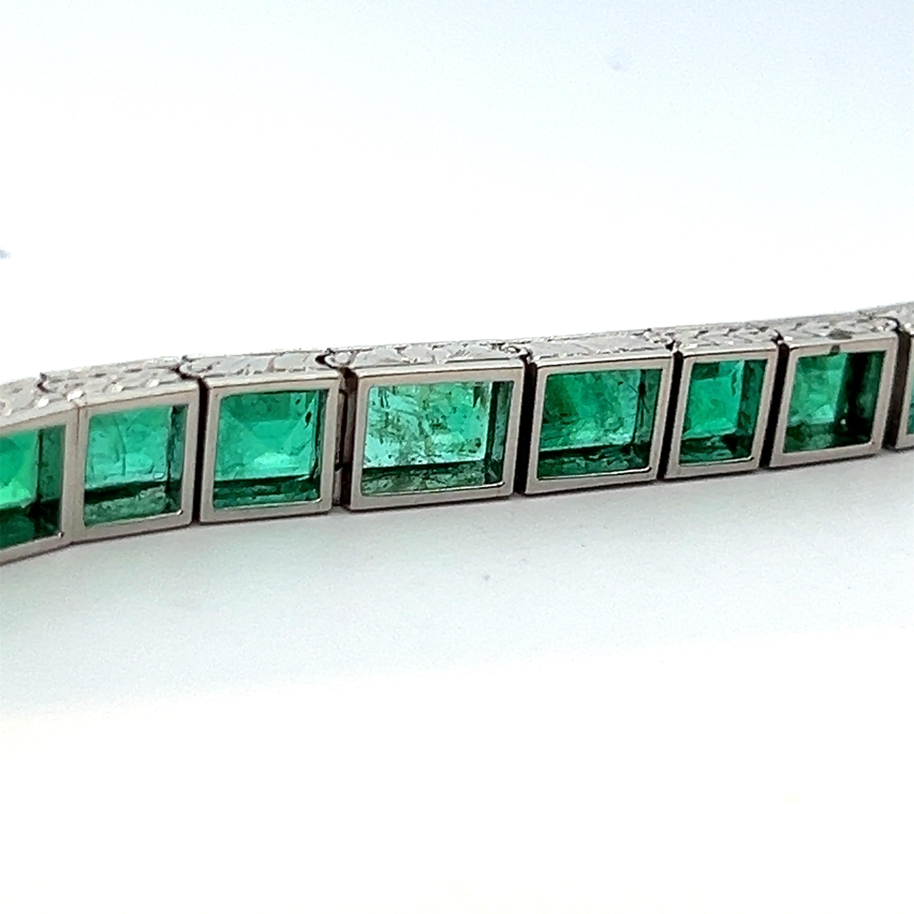 Pulsera esmeralda Art Déco Hermanos Oscar Heyman en venta 2