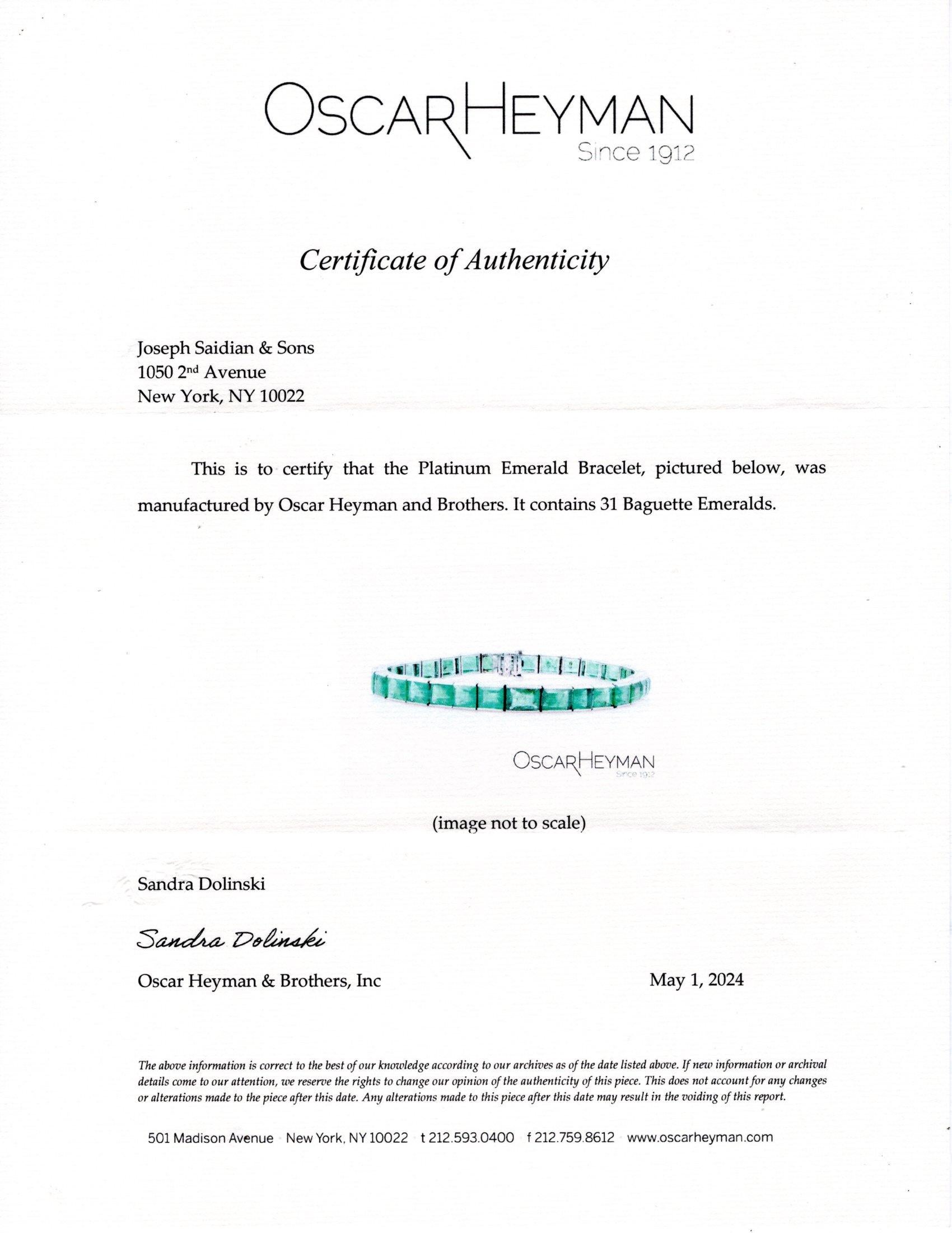 Oscar Heyman Brothers Art Deco Emerald Bracelet For Sale 4