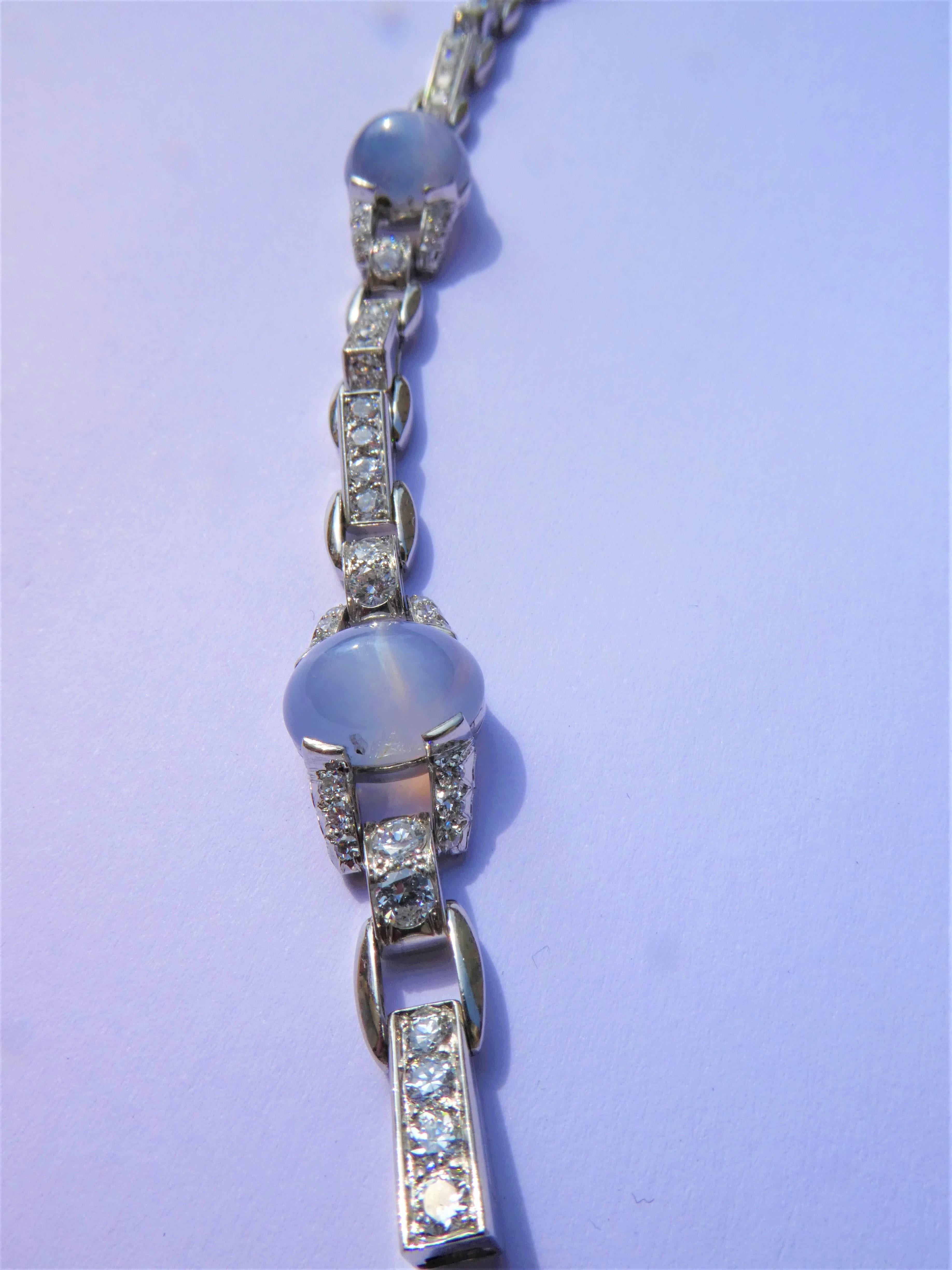 Oscar Heyman Brothers Art Deco Star Sapphires Diamonds Platinum Bracelet For Sale 2