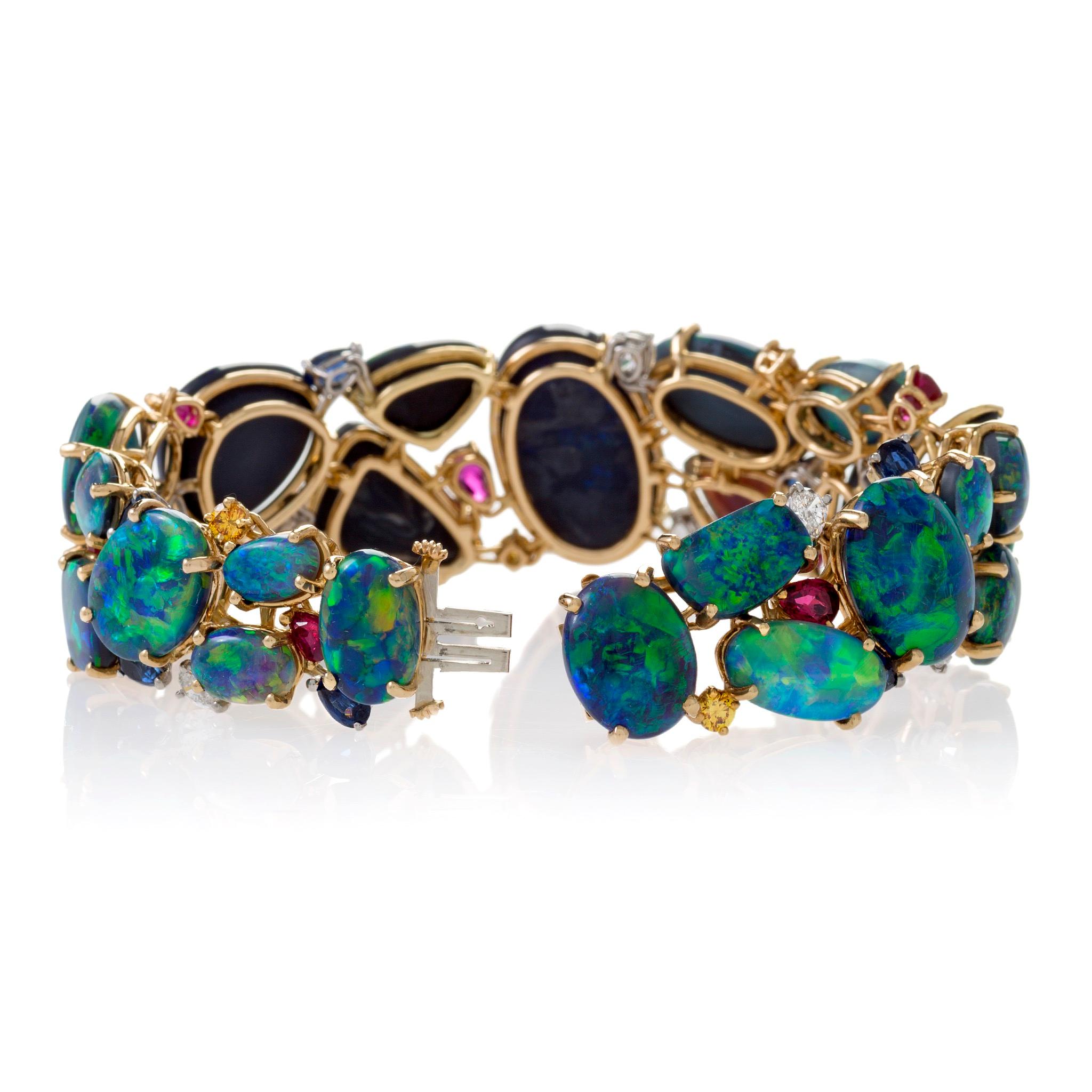 Oscar Heyman & Brothers Black Opal and Gem-Set Bracelet In Excellent Condition In New York, NY