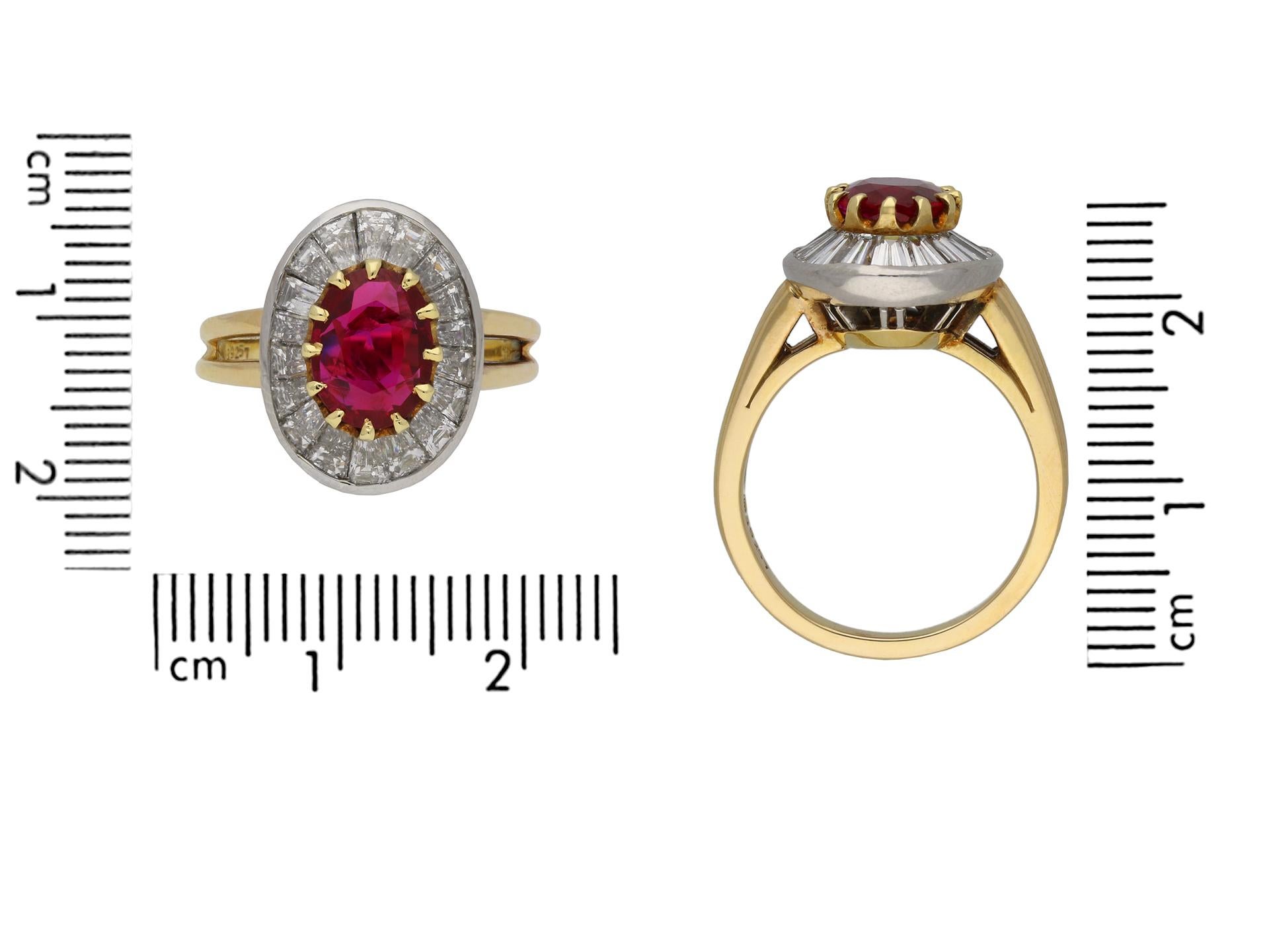 Oval Cut Oscar Heyman Brothers Burmese Ruby and Diamond Coronet Cluster Ring, circa 1970 For Sale