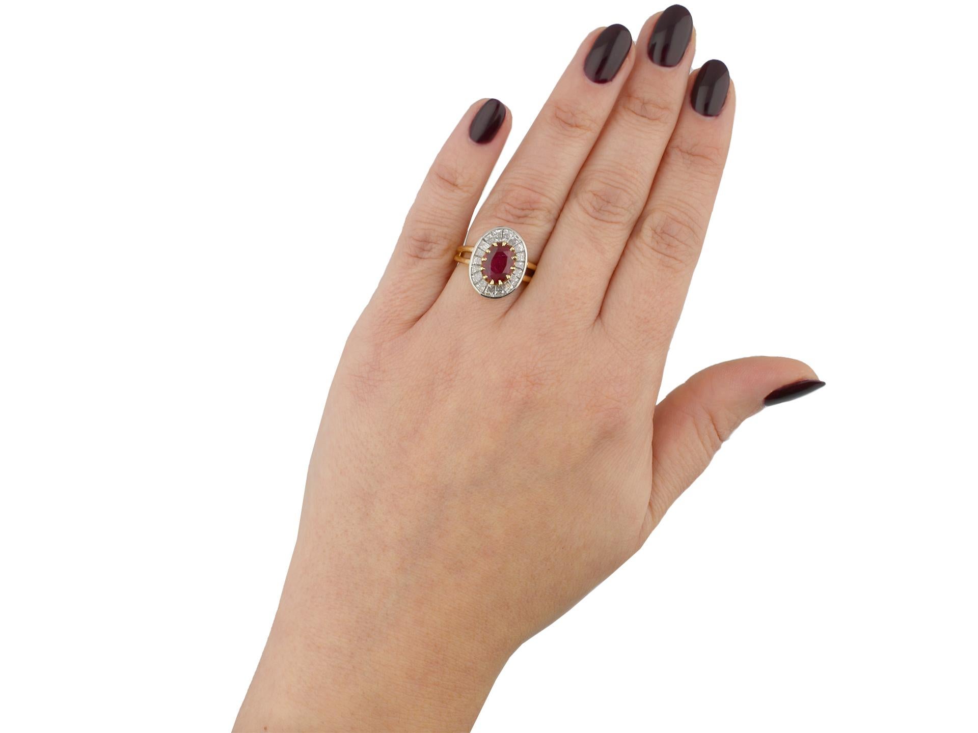 Oscar Heyman Brothers Burmese Ruby and Diamond Coronet Cluster Ring, circa 1970 In Good Condition For Sale In London, GB
