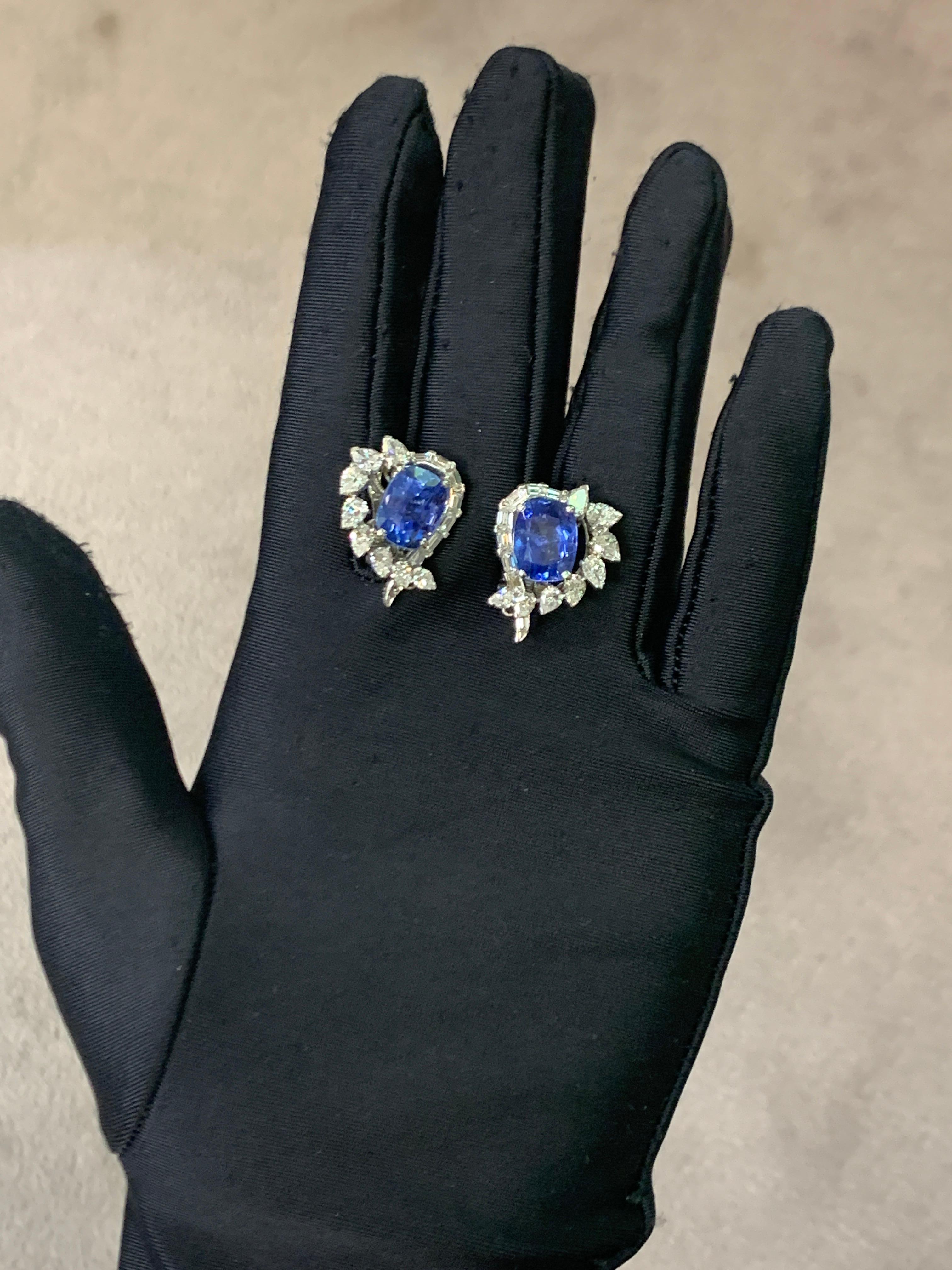 Oscar Heyman Brothers Certified Natural Sapphire and Diamond Earrings  In Excellent Condition For Sale In New York, NY