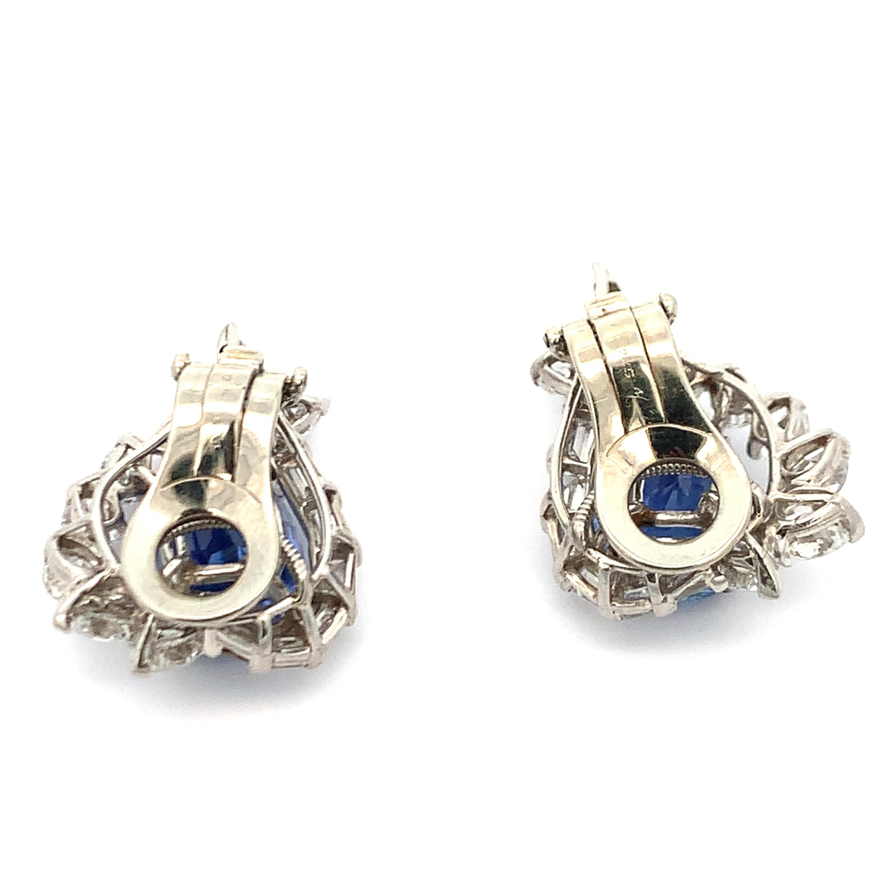 Oscar Heyman Brothers Certified Natural Sapphire and Diamond Earrings  For Sale 1