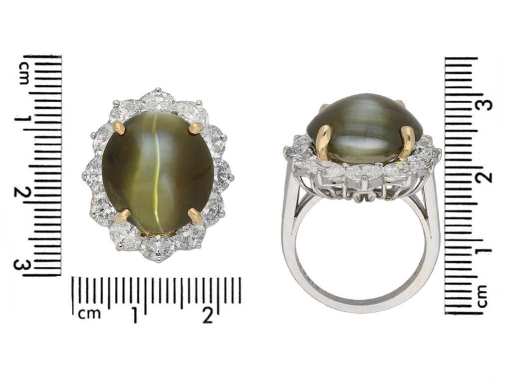 cat's-eye chrysoberyl and diamond ring