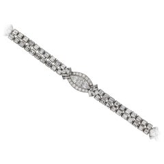 Rare 1920s Georges Fouquet Diamond Oval Link Bracelet For Sale at 1stDibs