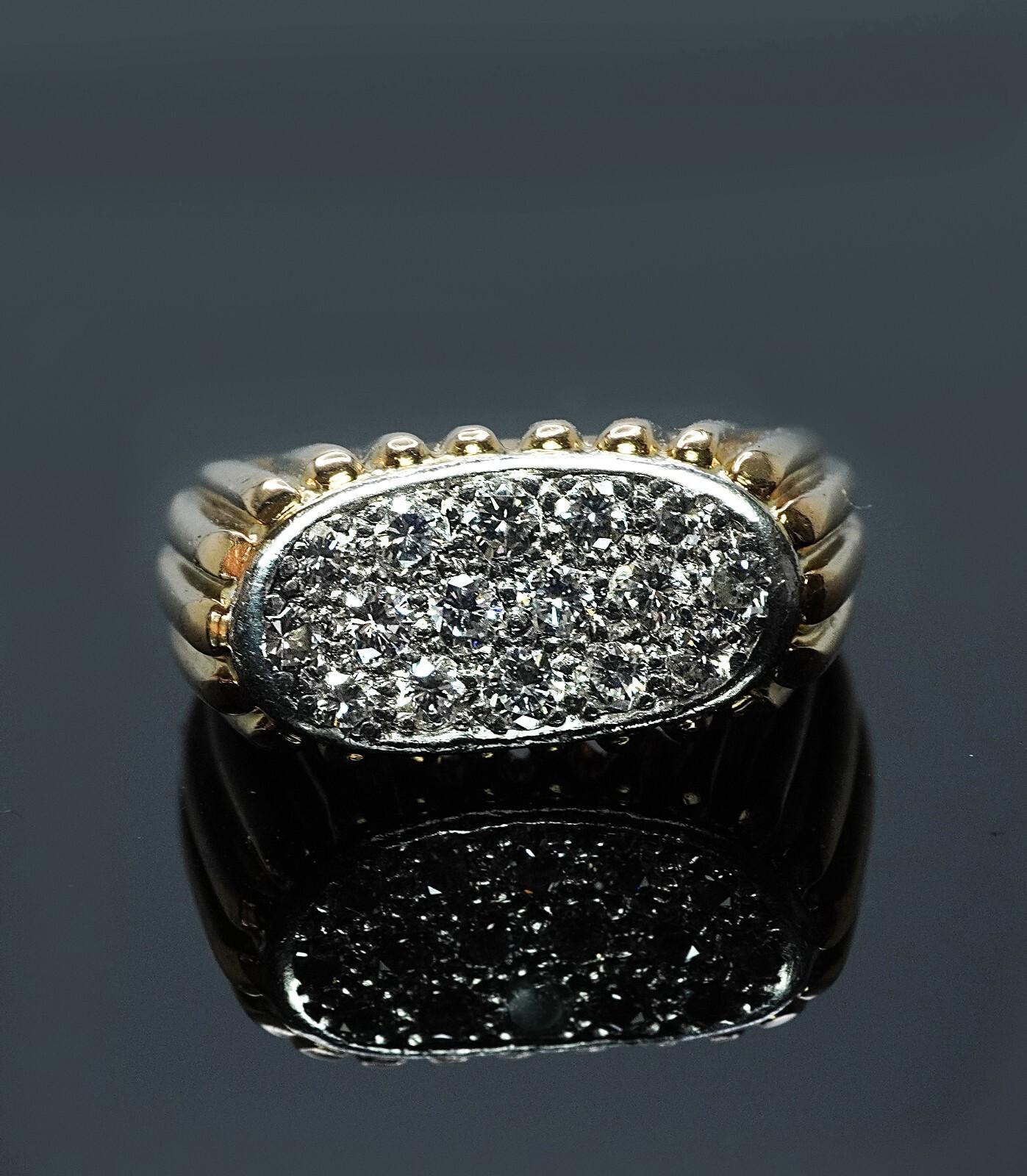 OSCAR HEYMAN Brüder Diamantring 18K Gold Platin Schwerer Nachlass Mitte des Jahrhunderts im Zustand „Gut“ im Angebot in Brambleton, US