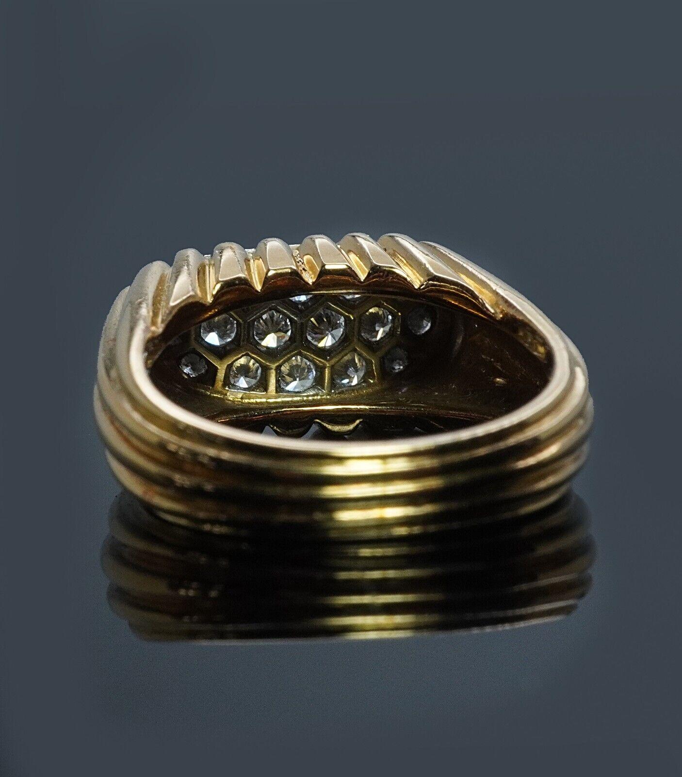 OSCAR HEYMAN Brüder Diamantring 18K Gold Platin Schwerer Nachlass Mitte des Jahrhunderts im Angebot 1