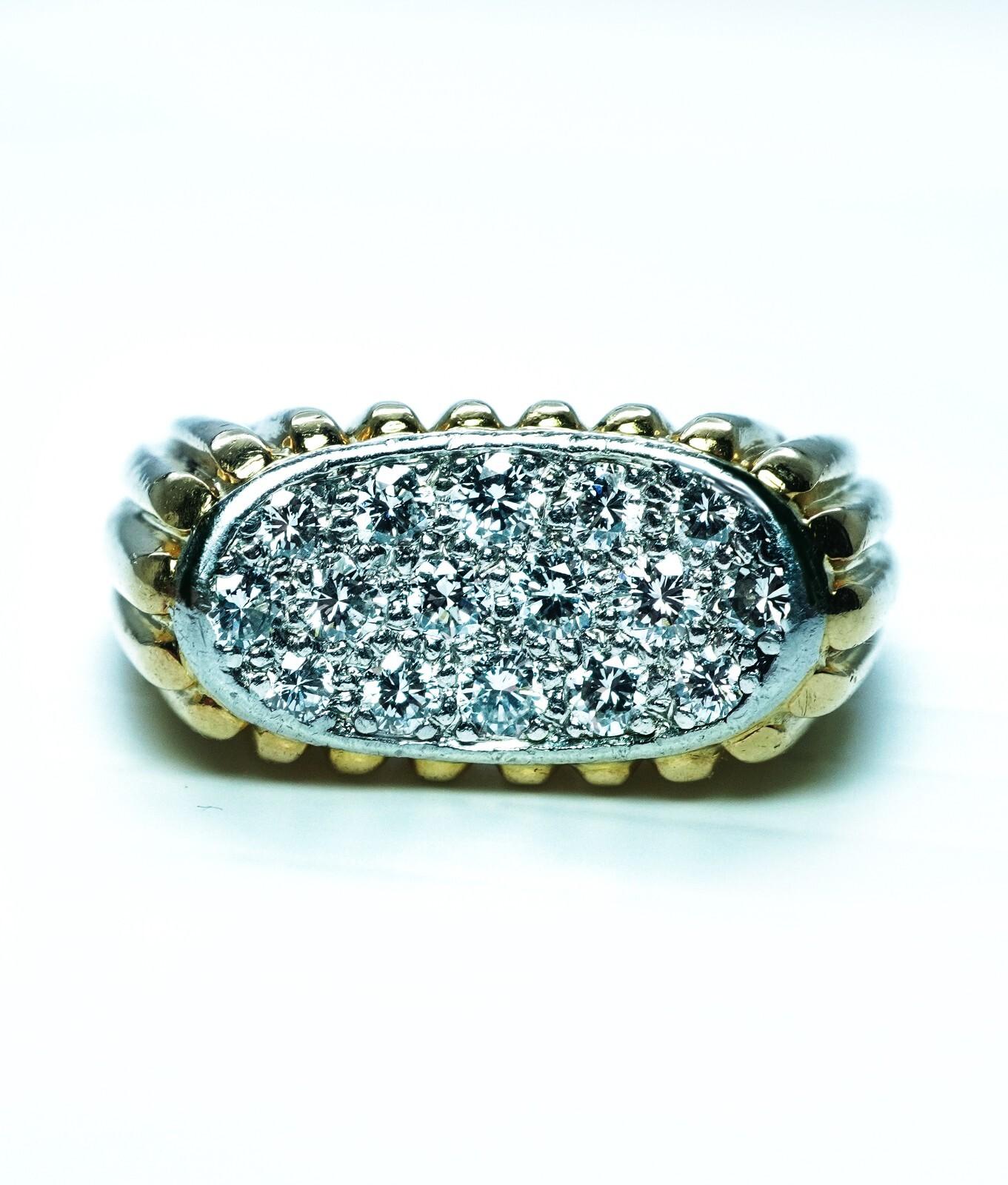 OSCAR HEYMAN Brüder Diamantring 18K Gold Platin Schwerer Nachlass Mitte des Jahrhunderts im Angebot 2