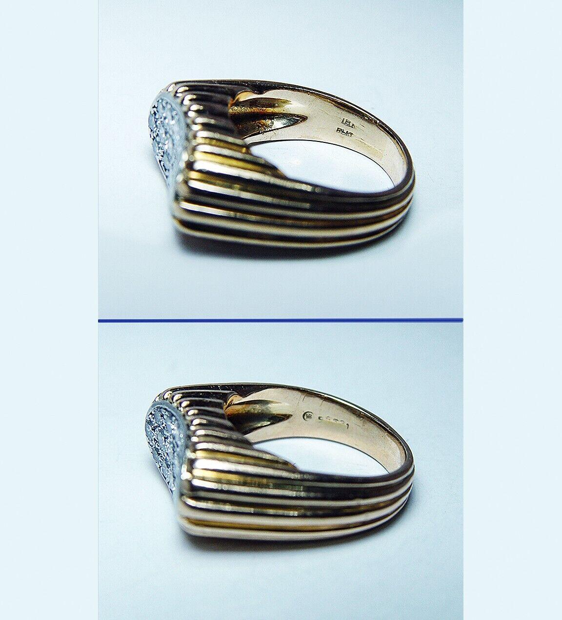 OSCAR HEYMAN Brüder Diamantring 18K Gold Platin Schwerer Nachlass Mitte des Jahrhunderts im Angebot 3