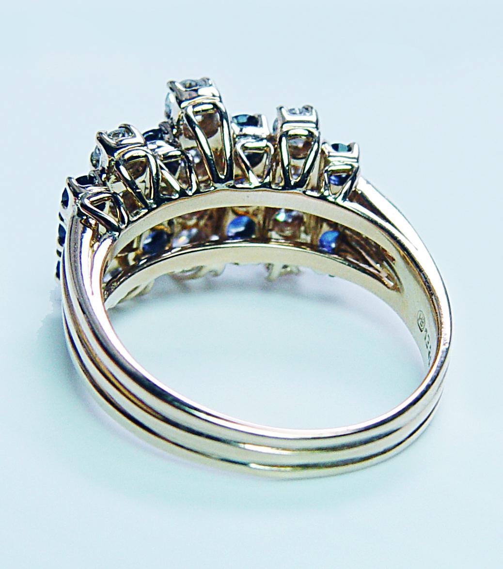 OSCAR HEYMAN Brüder Diamant Saphir Ring 18K Gold Estate im Angebot 2