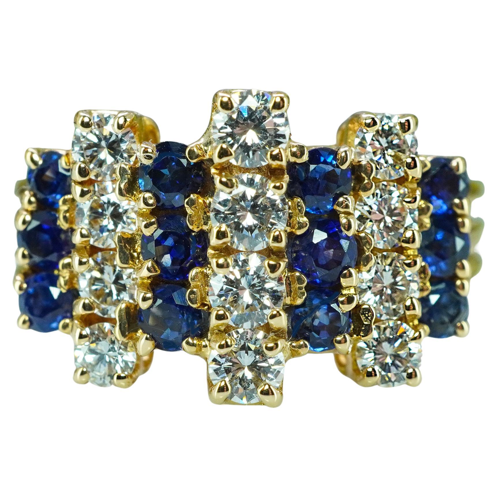 OSCAR HEYMAN Brüder Diamant Saphir Ring 18K Gold Estate