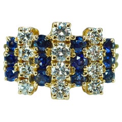 OSCAR HEYMAN Brüder Diamant Saphir Ring 18K Gold Estate