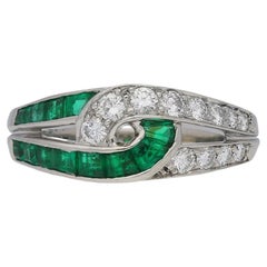 Anello con smeraldo e diamante dei fratelli Oscar Heyman, americano, circa 1960.