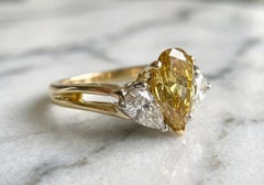 Oscar Heyman Brothers Fancy Deep Brownish Orangy Yellow Diamond Ring