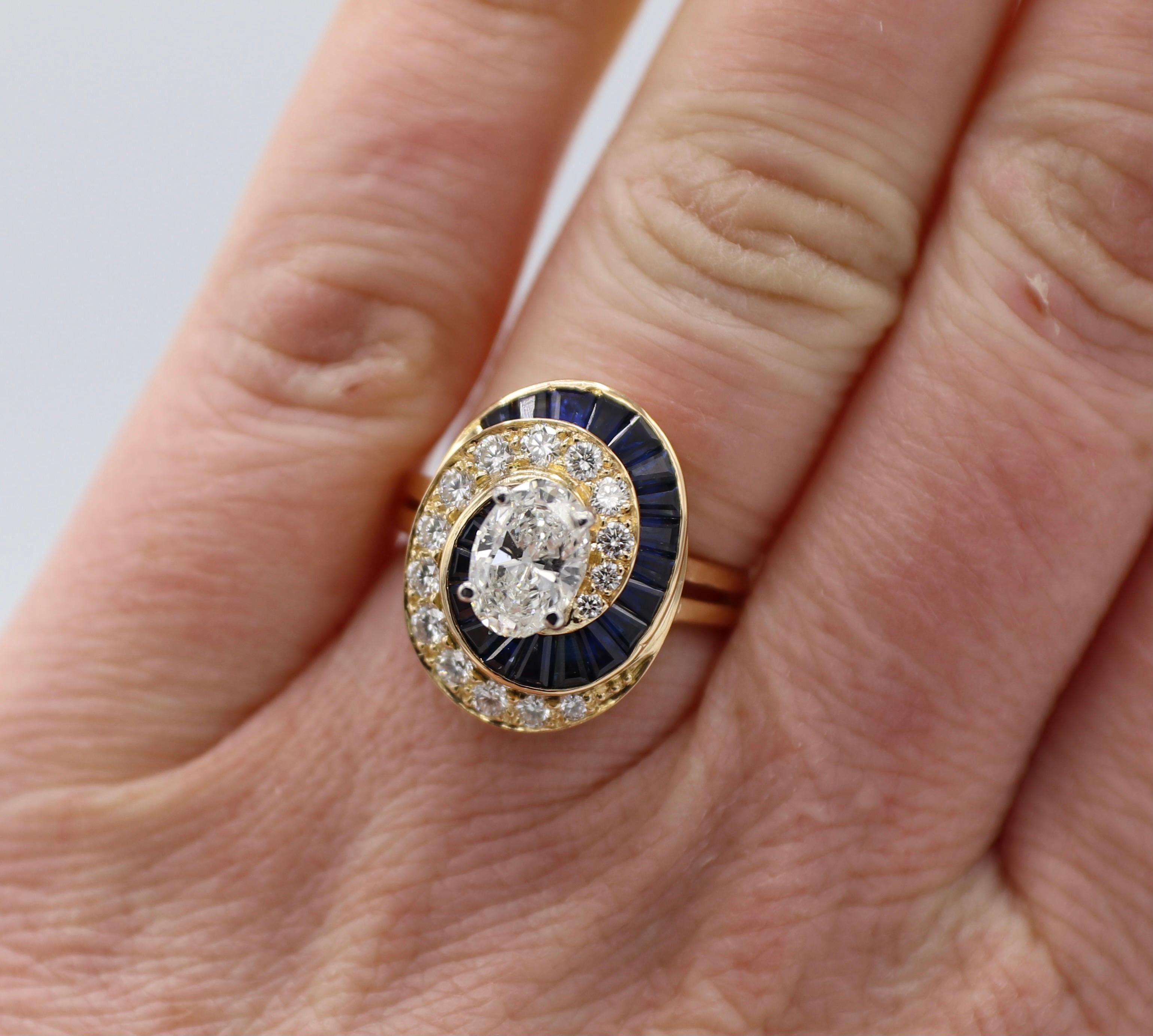 Oscar Heyman Brothers GIA Certified Oval Diamond & Sapphire Swirl Cocktail Ring 2