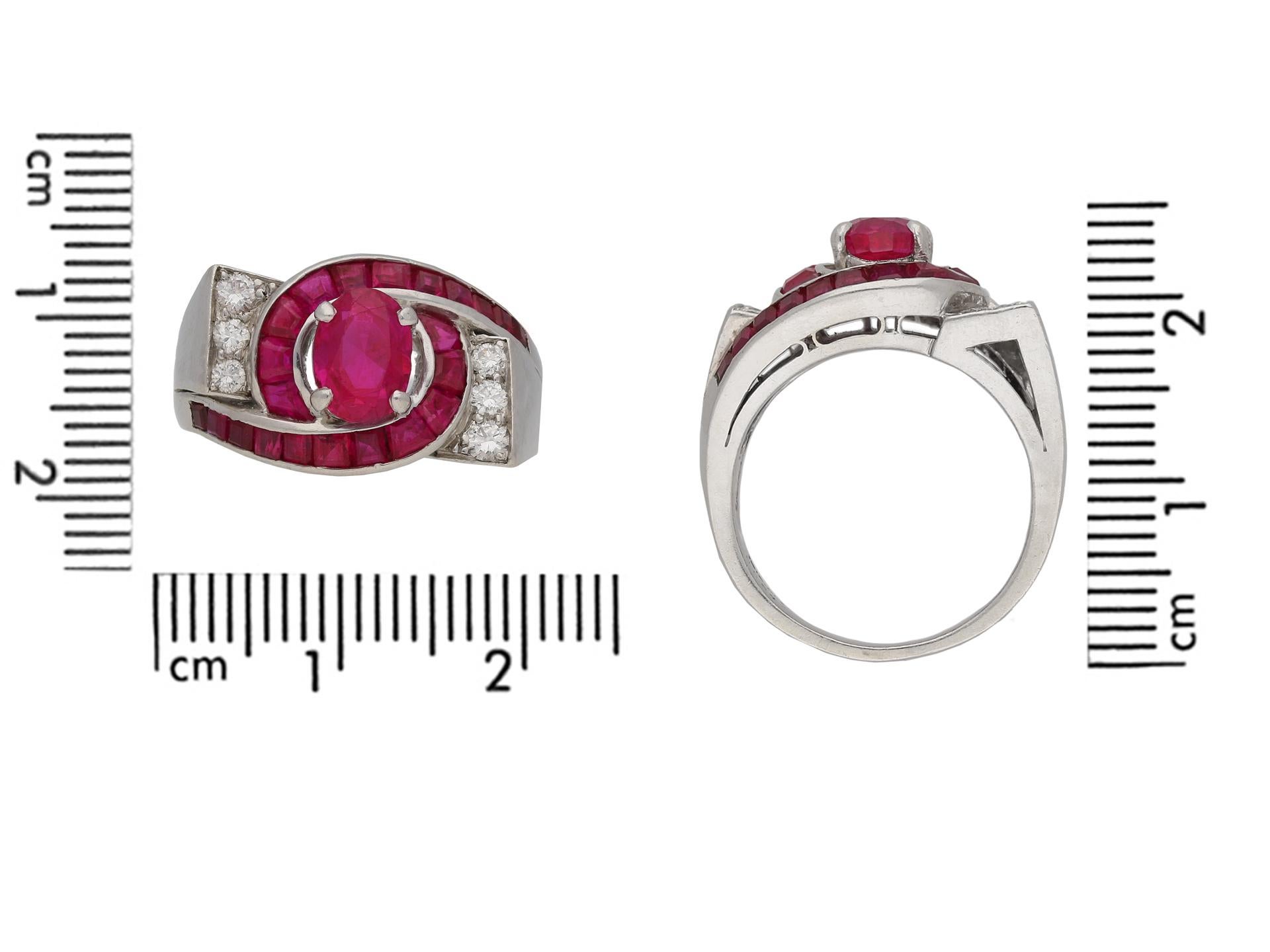 Oscar Heyman Brothers Ring mit natürlichem, ungeschliffenem Rubin und Diamanten im Zustand „Gut“ im Angebot in London, GB