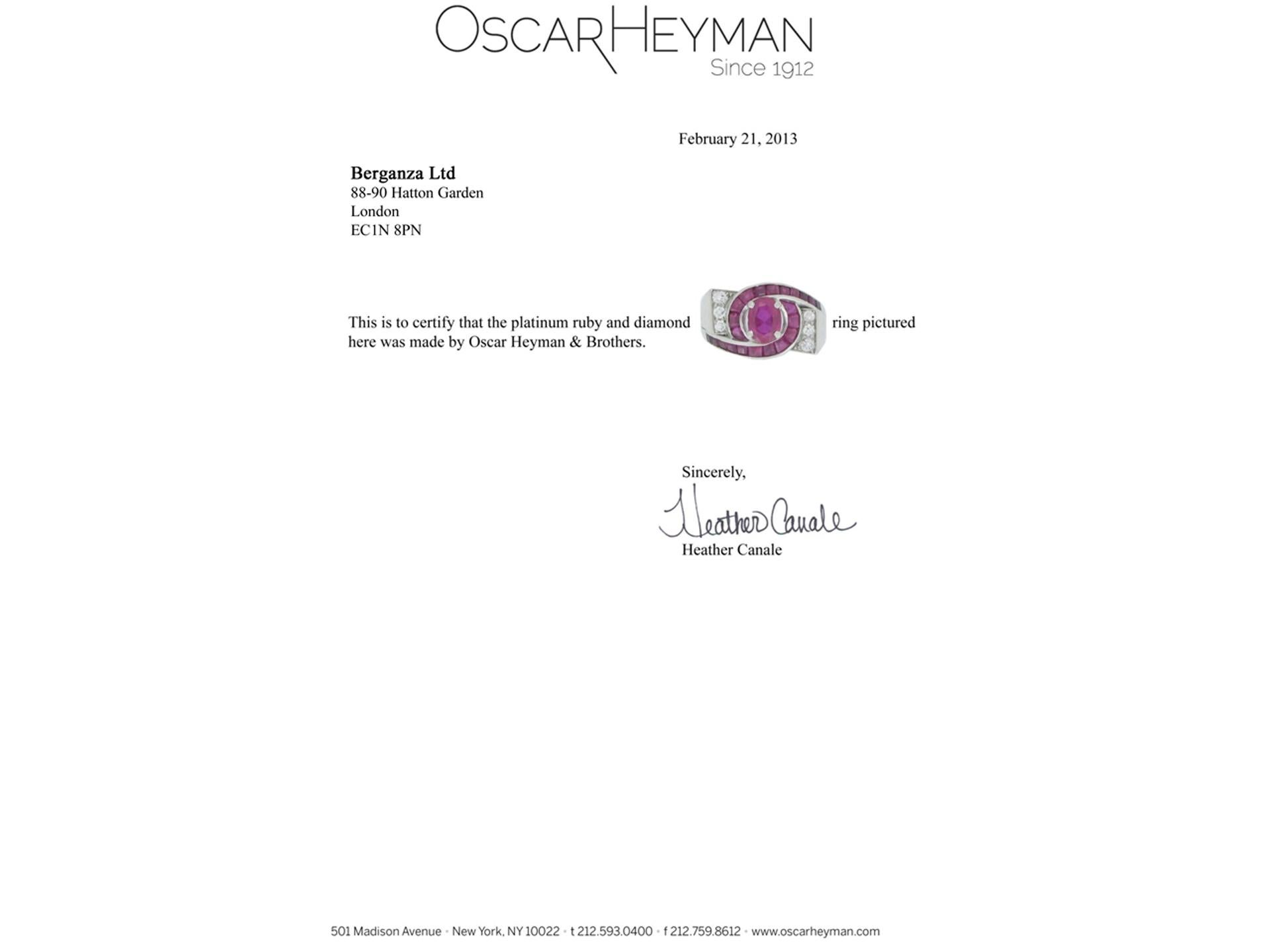 Oscar Heyman Brothers Ring mit natürlichem, ungeschliffenem Rubin und Diamanten im Angebot 1
