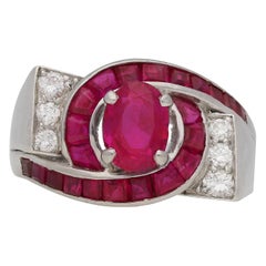 Oscar Heyman Brothers Natural Unenhanced Ruby and Diamond Ring