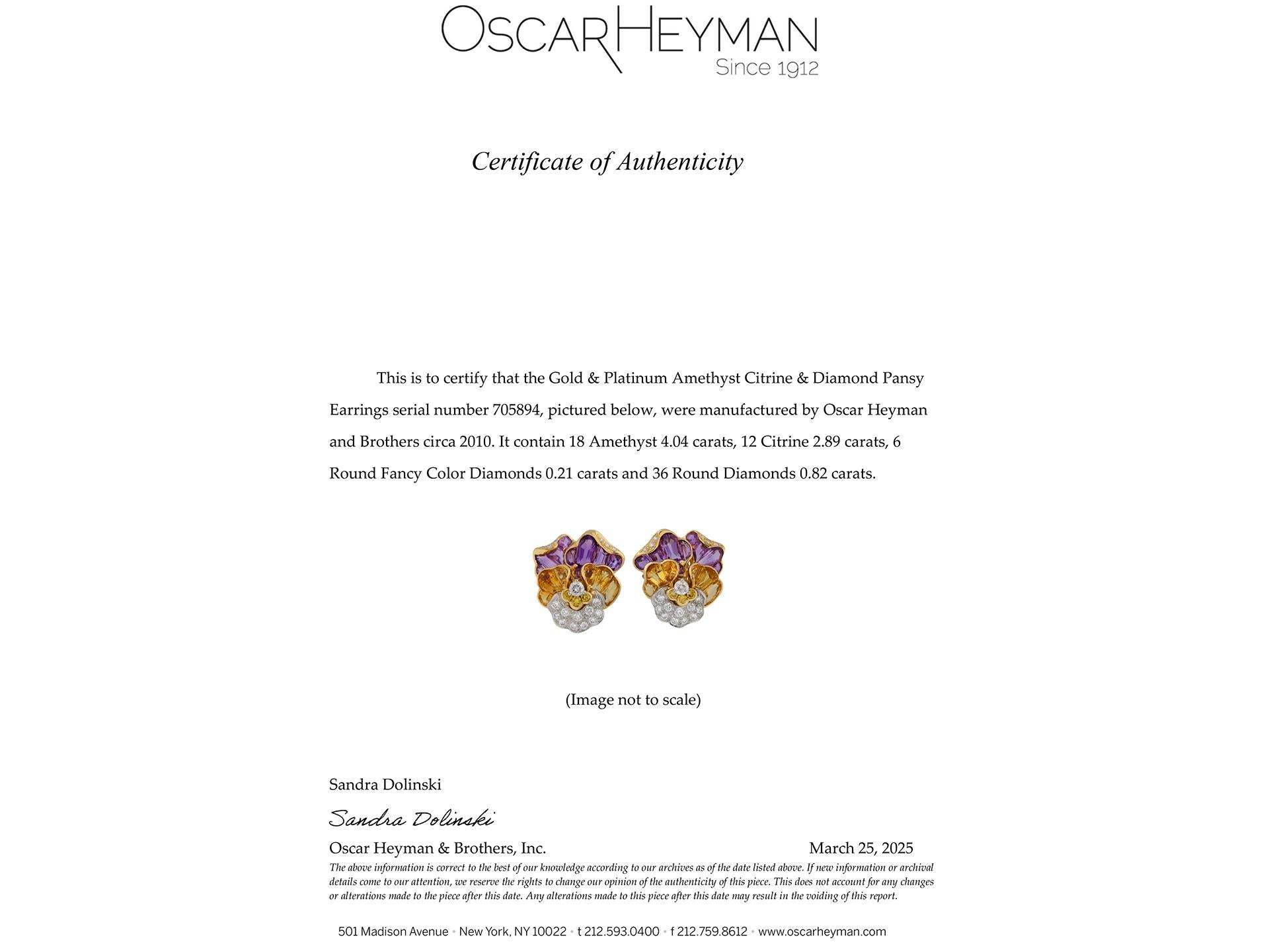 Oscar Heyman Brothers pansy earrings, circa 1960. For Sale 1