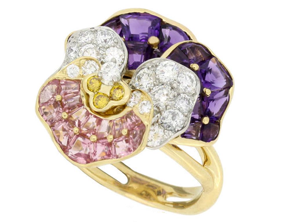 Oscar Heyman Brothers Pansy Ring In Good Condition For Sale In London, GB