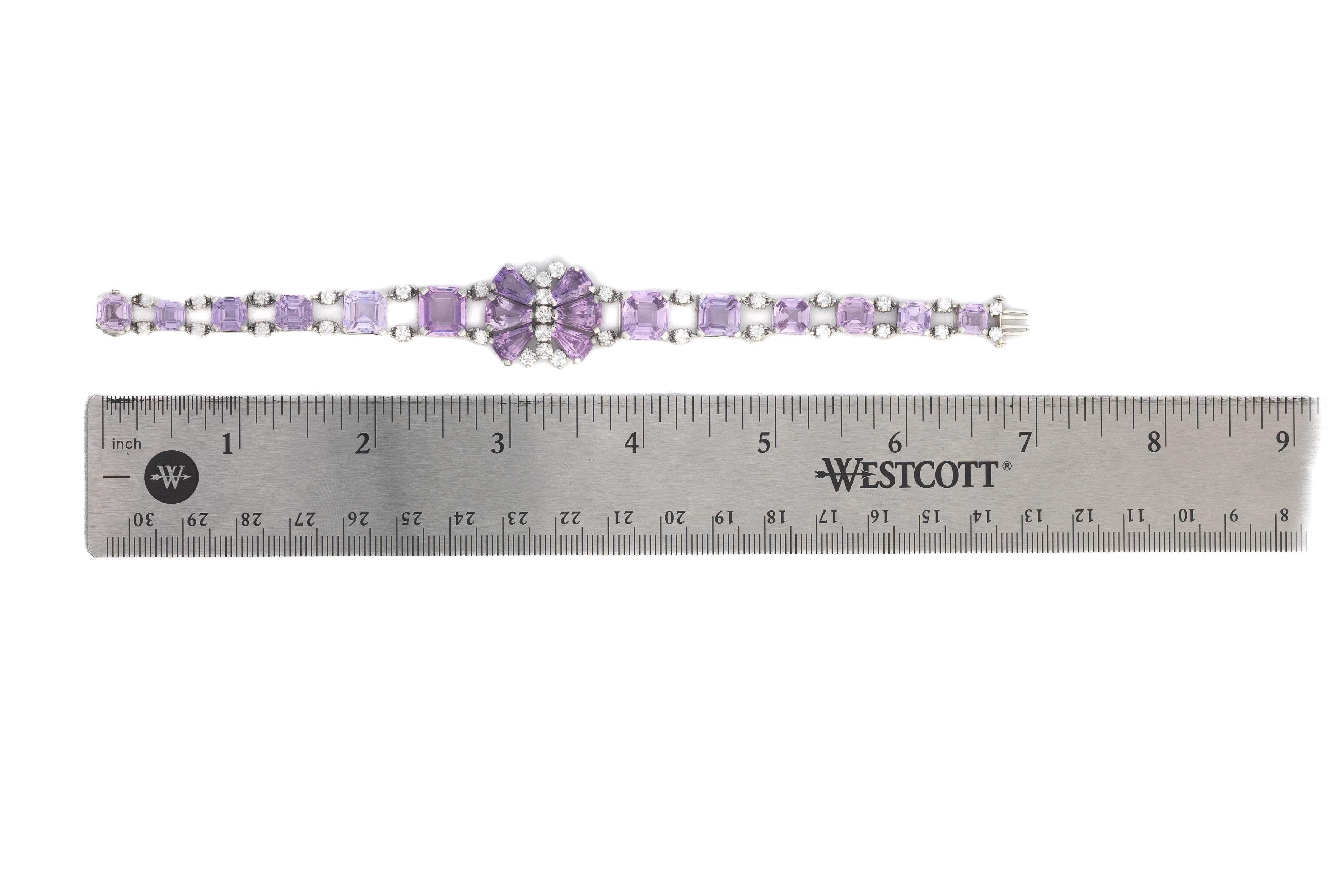 Retro Oscar Heyman Brothers Pink Sapphire & Diamond Bracelet For Sale