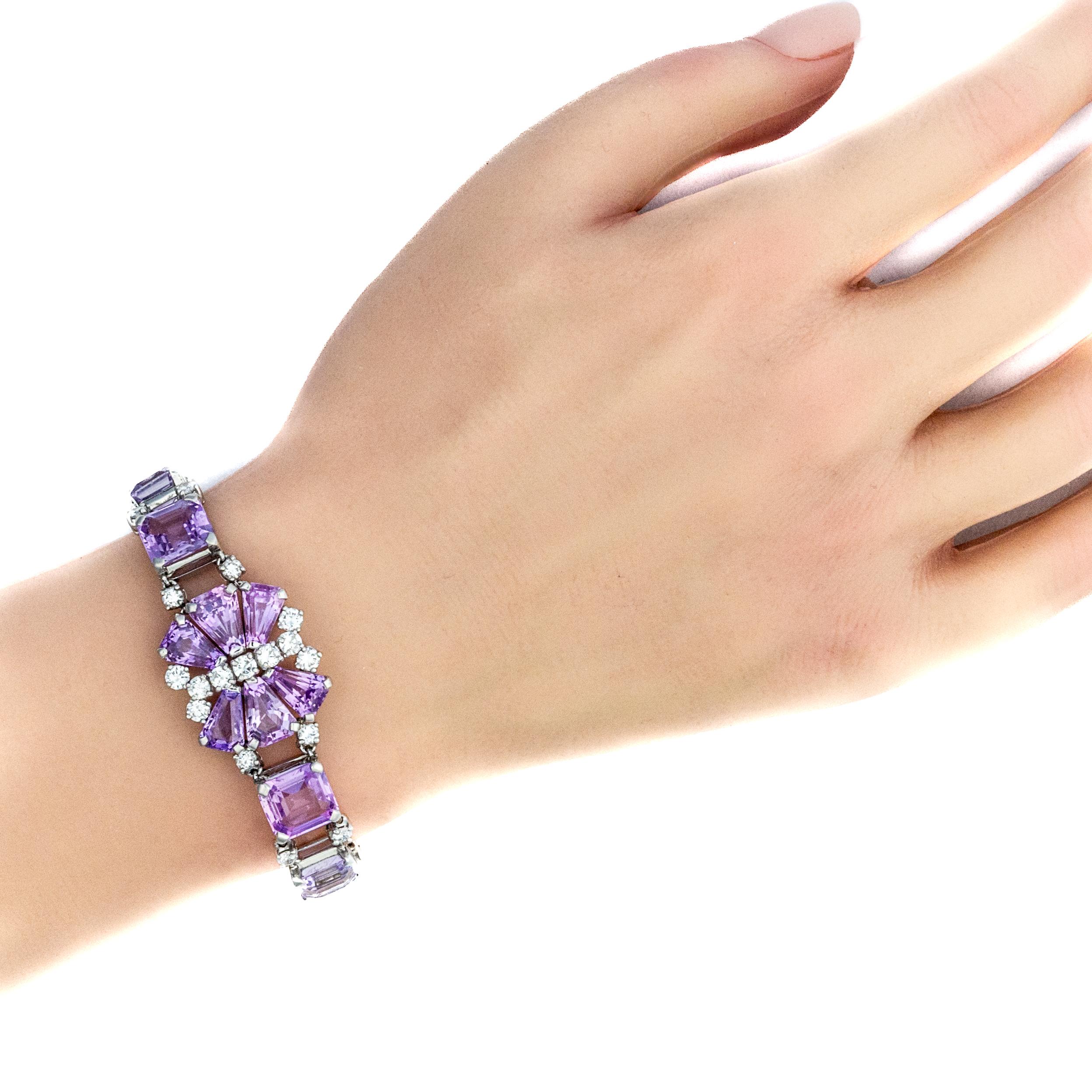 Brilliant Cut Oscar Heyman Brothers Pink Sapphire & Diamond Bracelet For Sale