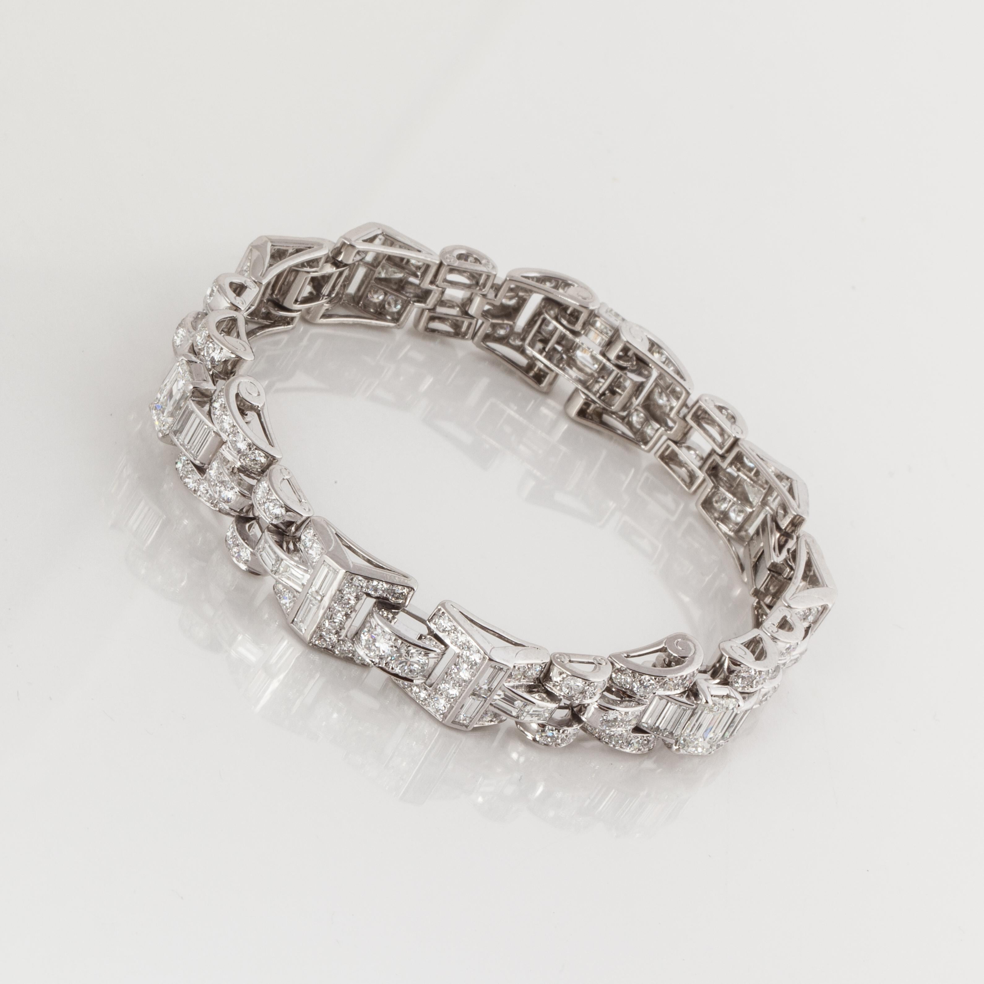 Mixed Cut Oscar Heyman Platinum Diamond Bracelet For Sale