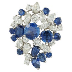 Oscar Heyman & Brothers Platinum Sapphire and Diamond Cluster Brooch