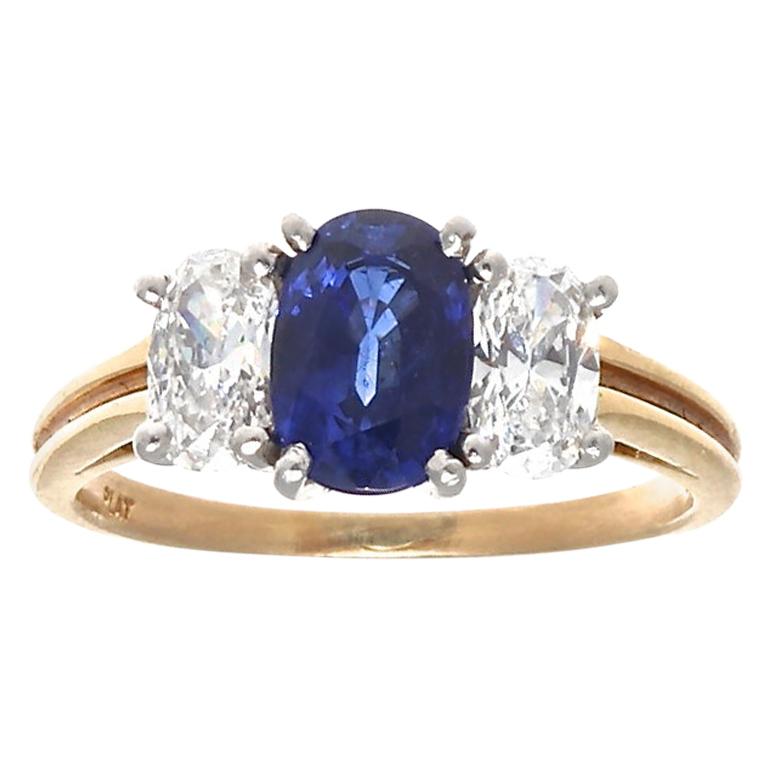 Oscar Heyman & Brothers Sapphire Diamond Gold Three-Stone Ring
