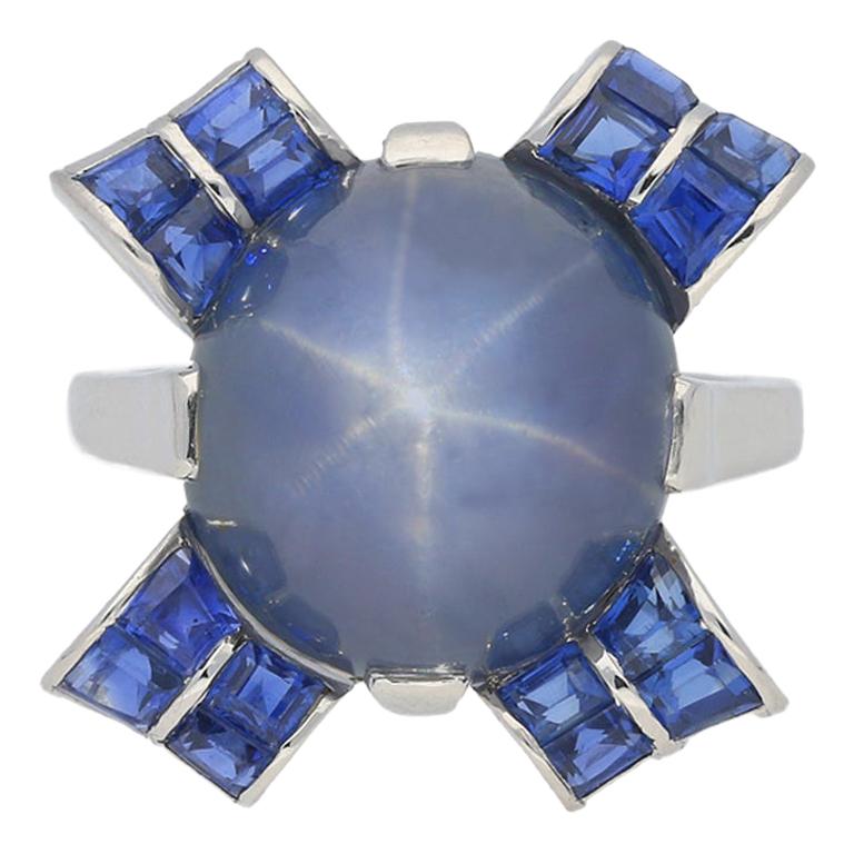 Oscar Heyman Brothers Star Sapphire Cocktail Ring, American, circa 1942 For Sale