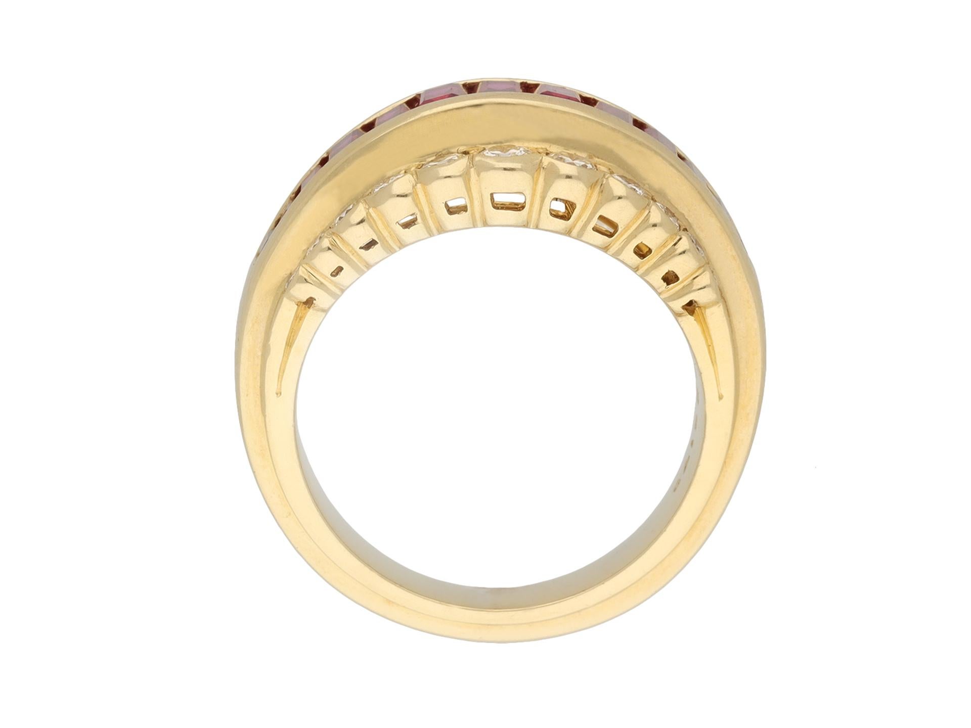 Retro Oscar Heyman Brothers vintage ruby and diamond ring, American, circa 1970. For Sale