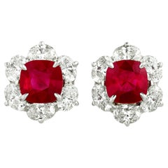 Oscar Heyman Burma Ruby Earrings, 4.02 Carats