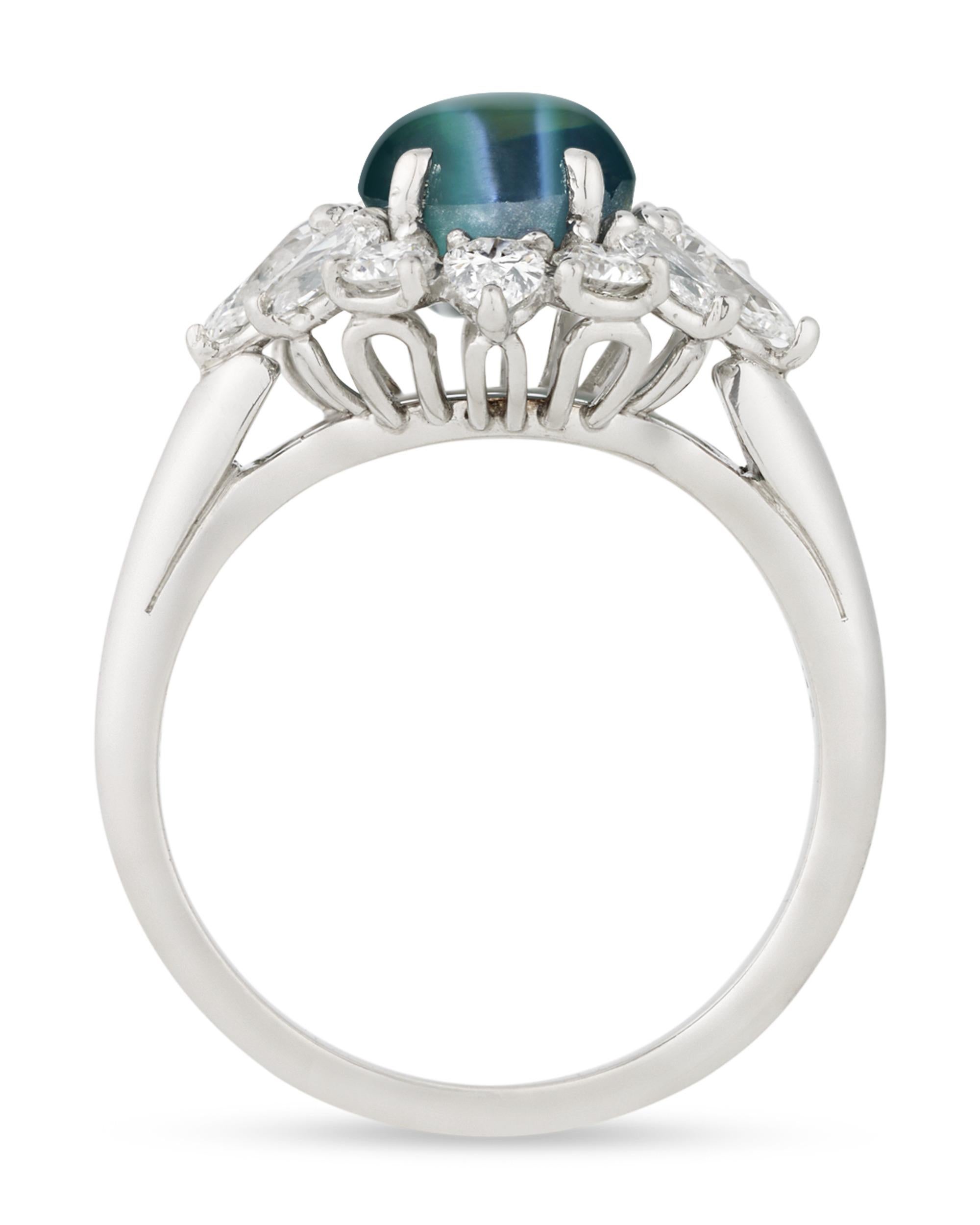 Modern Oscar Heyman Cat's Eye Alexandrite Ring, 3.65 Carats For Sale