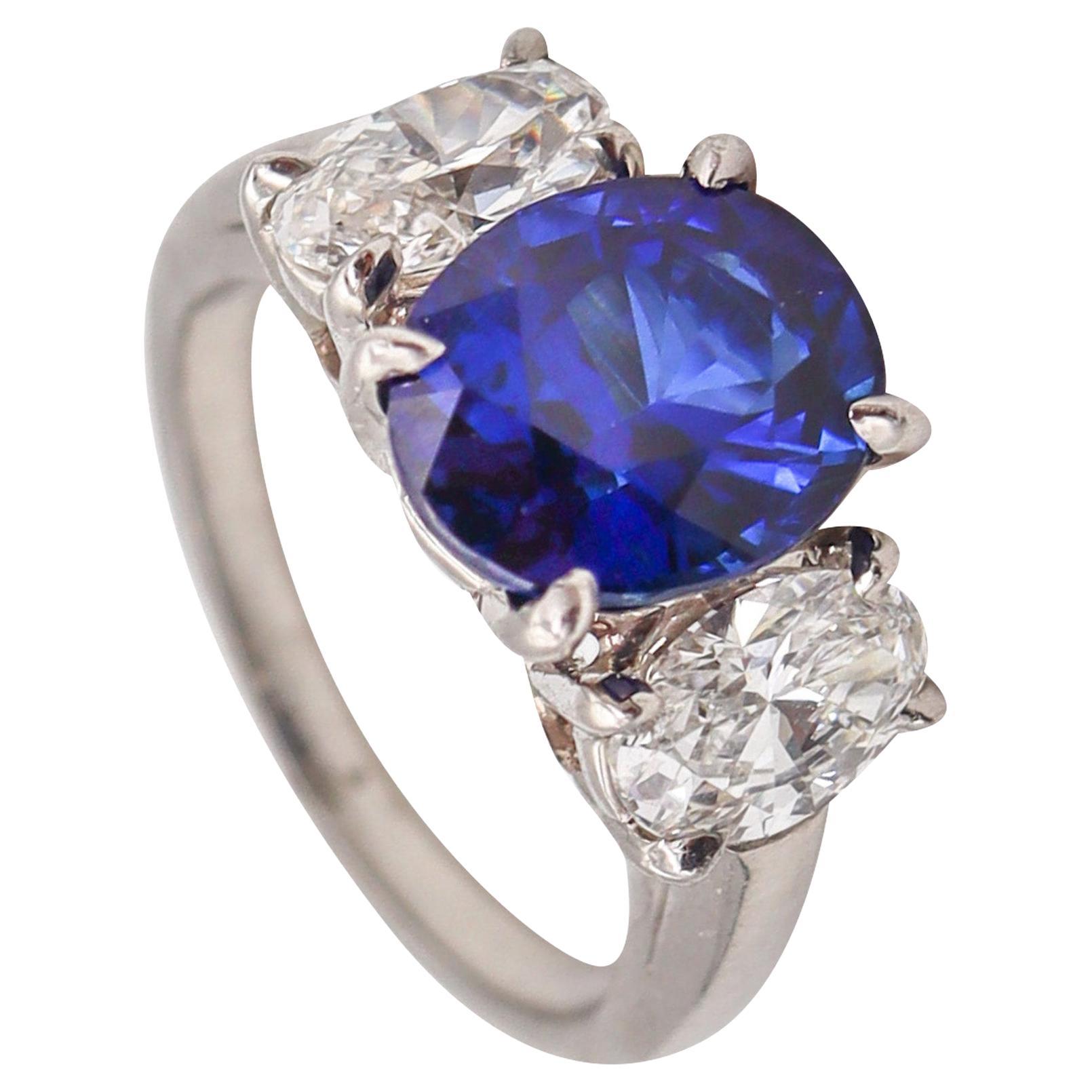 Oscar Heyman Certified Ring in Platinum with 4.0ctw in Sapphire and Diamonds