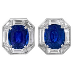 Oscar Heyman Ceylon Sapphire Earrings, 10.60 Carats