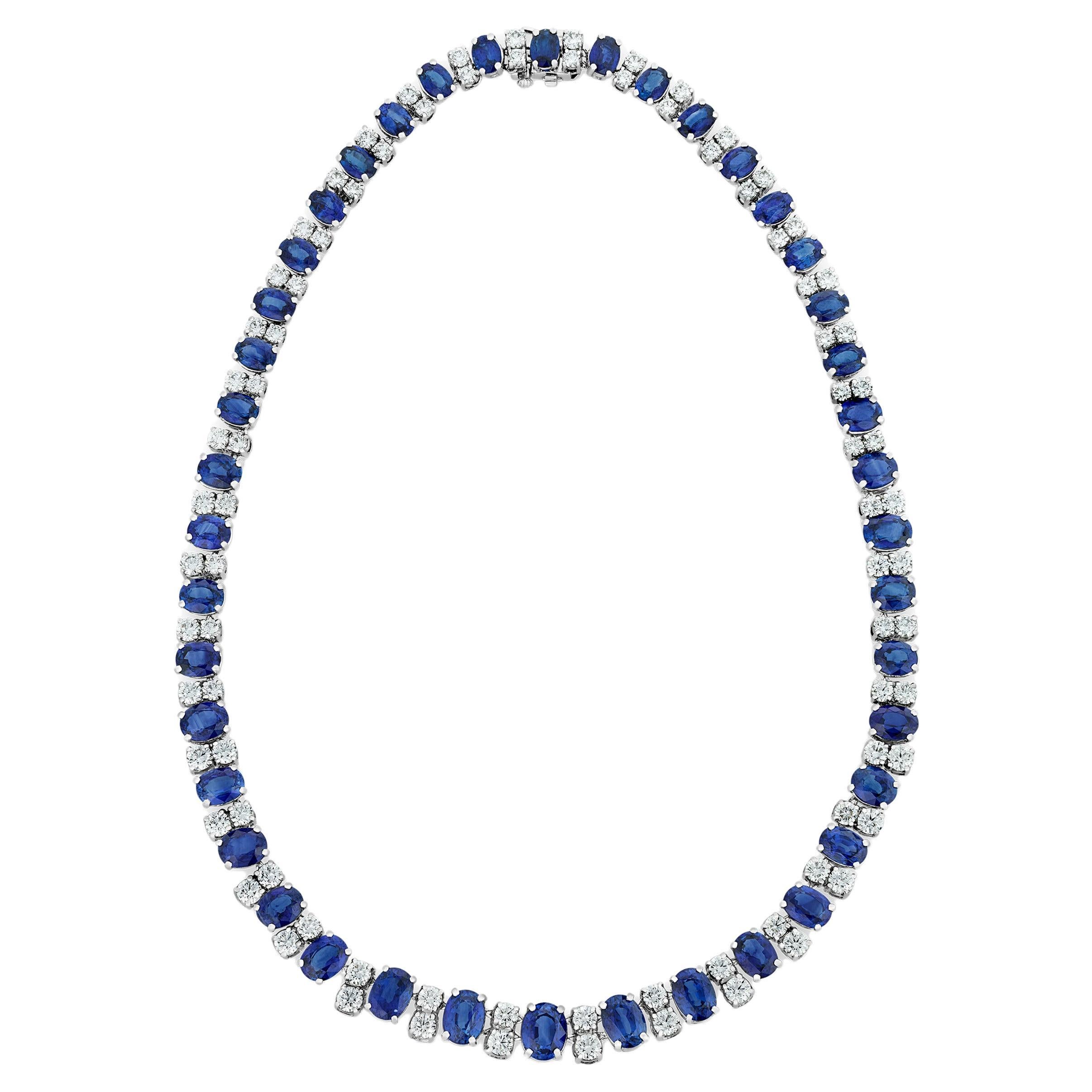 Oscar Heyman Ceylon Sapphire Necklace, 62.00 Carats For Sale