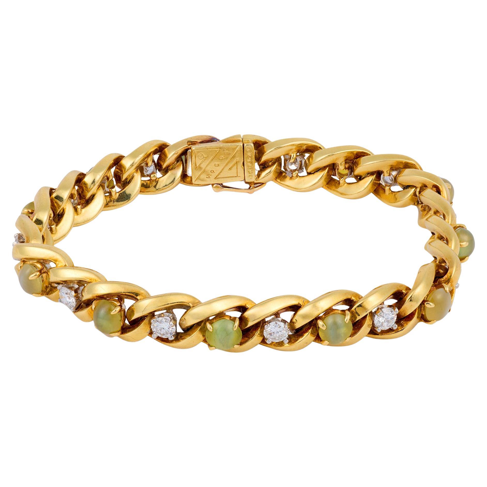 Oscar Heyman chrysoberyl diamond 18k yellow gold bracelet