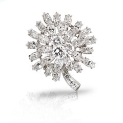 Oscar Heyman Circa 1960's Platinum 15 Carat Diamond Flower Brooch
