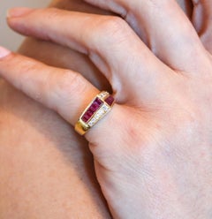 OSCAR HEYMAN Cocktail Ring  18Kt Yellow Gold With 1.52 Ctw In Diamonds & Rubies