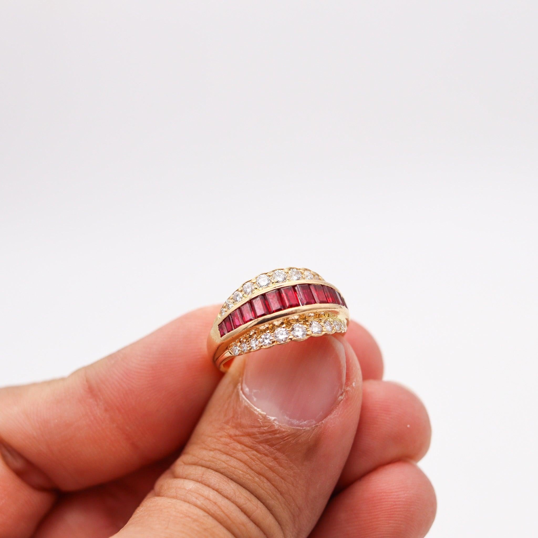 OSCAR HEYMAN Cocktail Ring In 18Kt Gold With 2.64 Ctw In Diamonds And Rubies For Sale 1