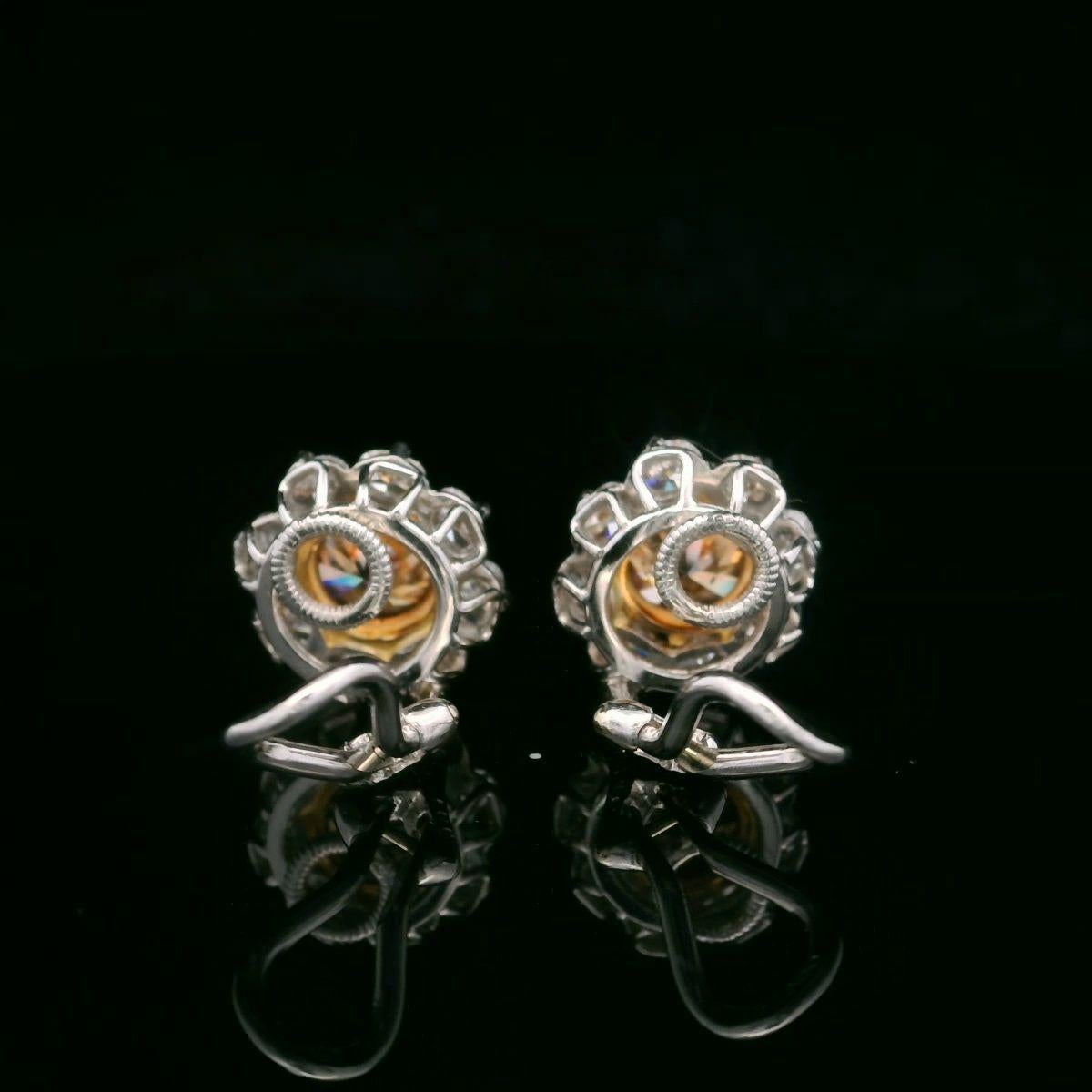 Contemporary Oscar Heyman 3.10tcw Cognac Diamond Clip Earrings