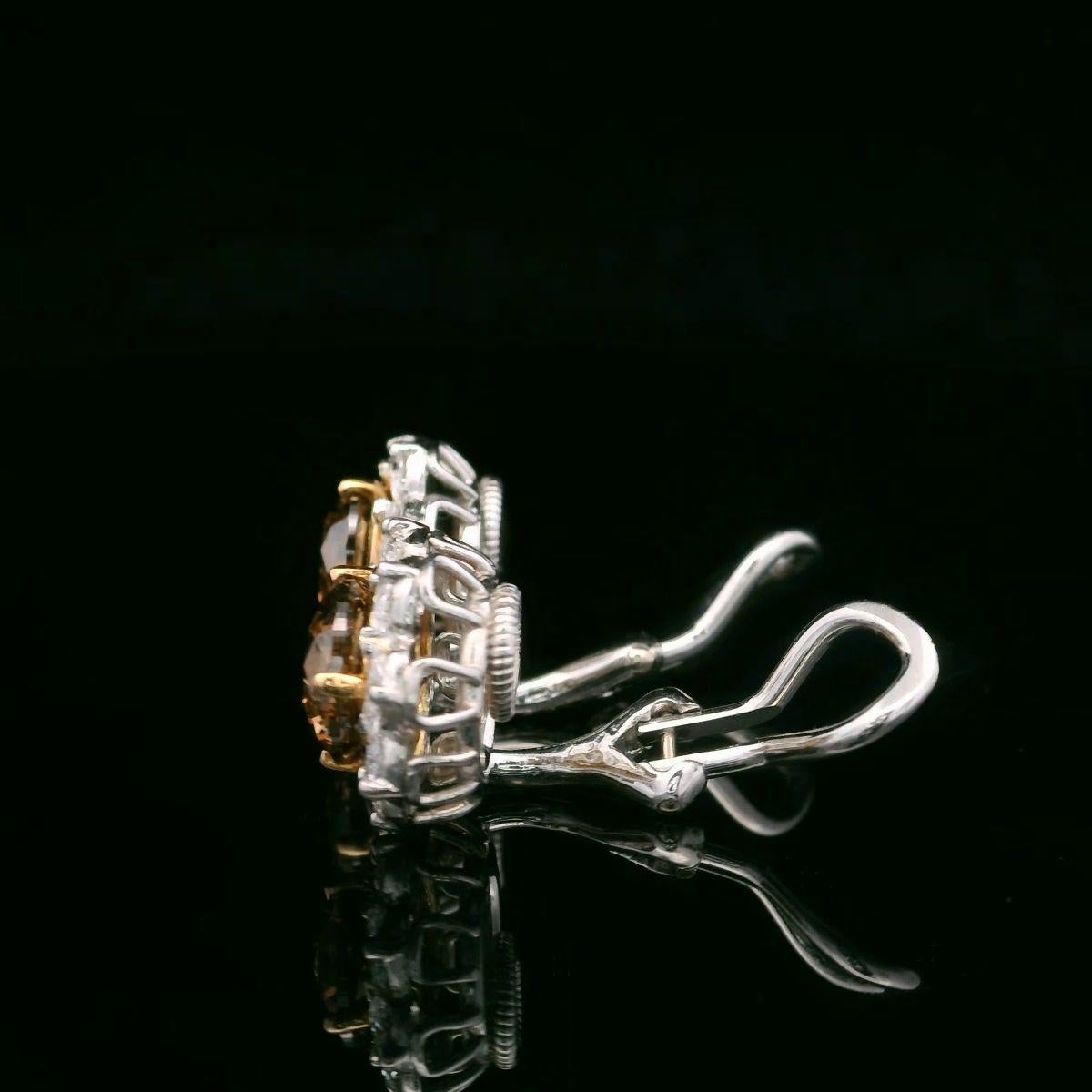 Cushion Cut Oscar Heyman 3.10tcw Cognac Diamond Clip Earrings