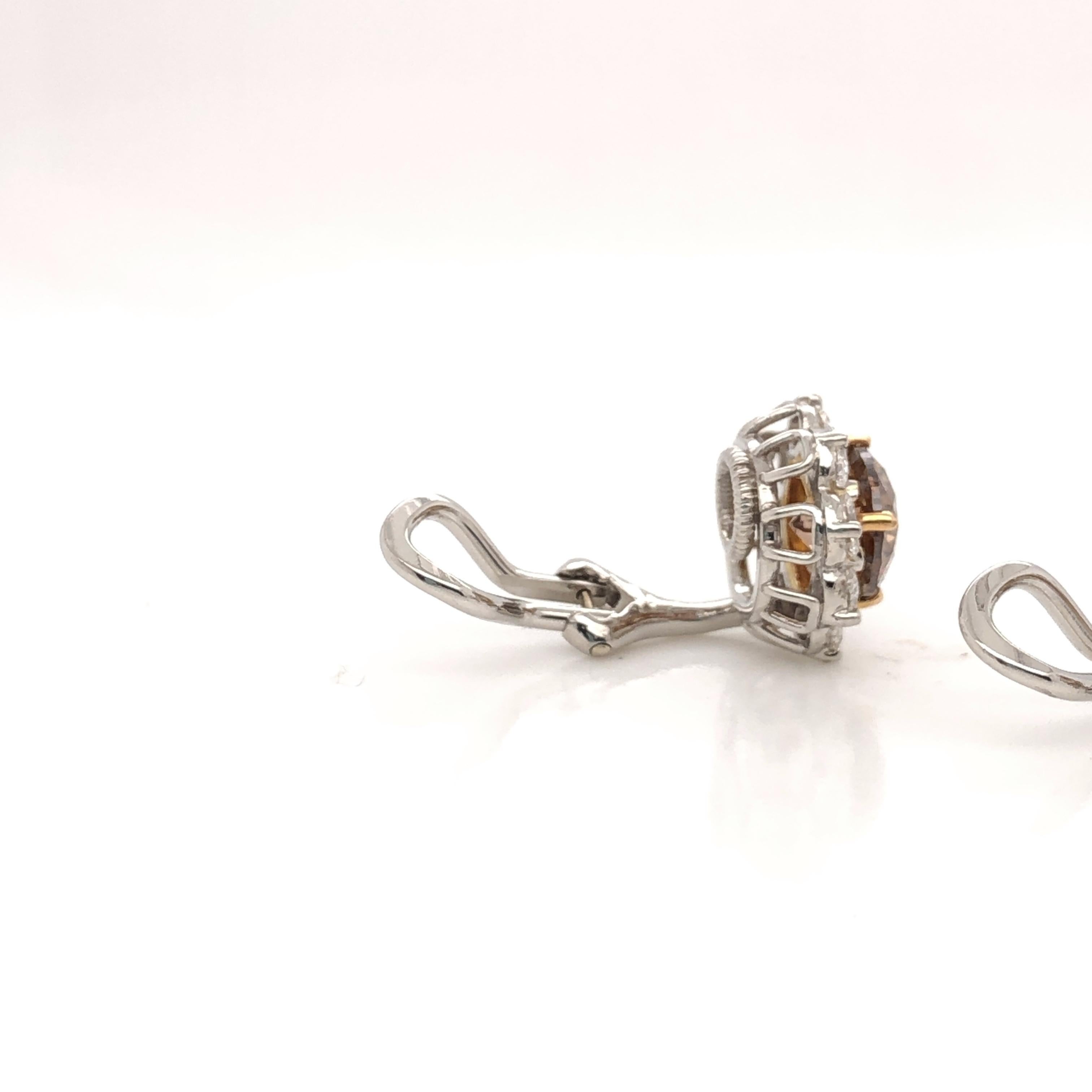 Oscar Heyman Cognacfarbene Diamant-Clip-Ohrringe im Zustand „Neu“ im Angebot in New York City, NY