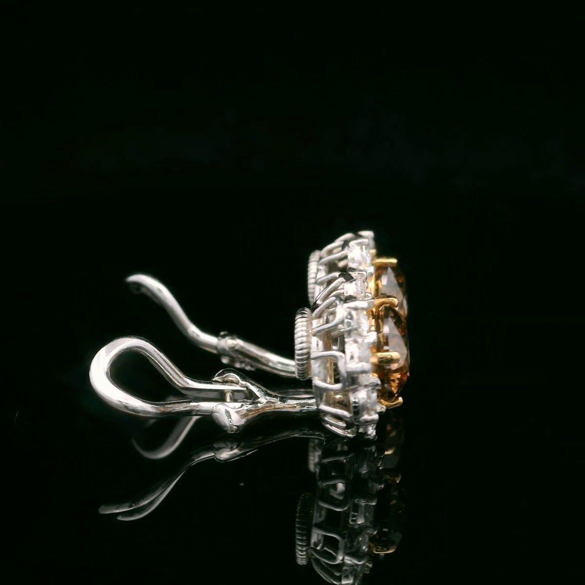 Oscar Heyman 3.10tcw Cognac Diamond Clip Earrings In New Condition In New York City, NY