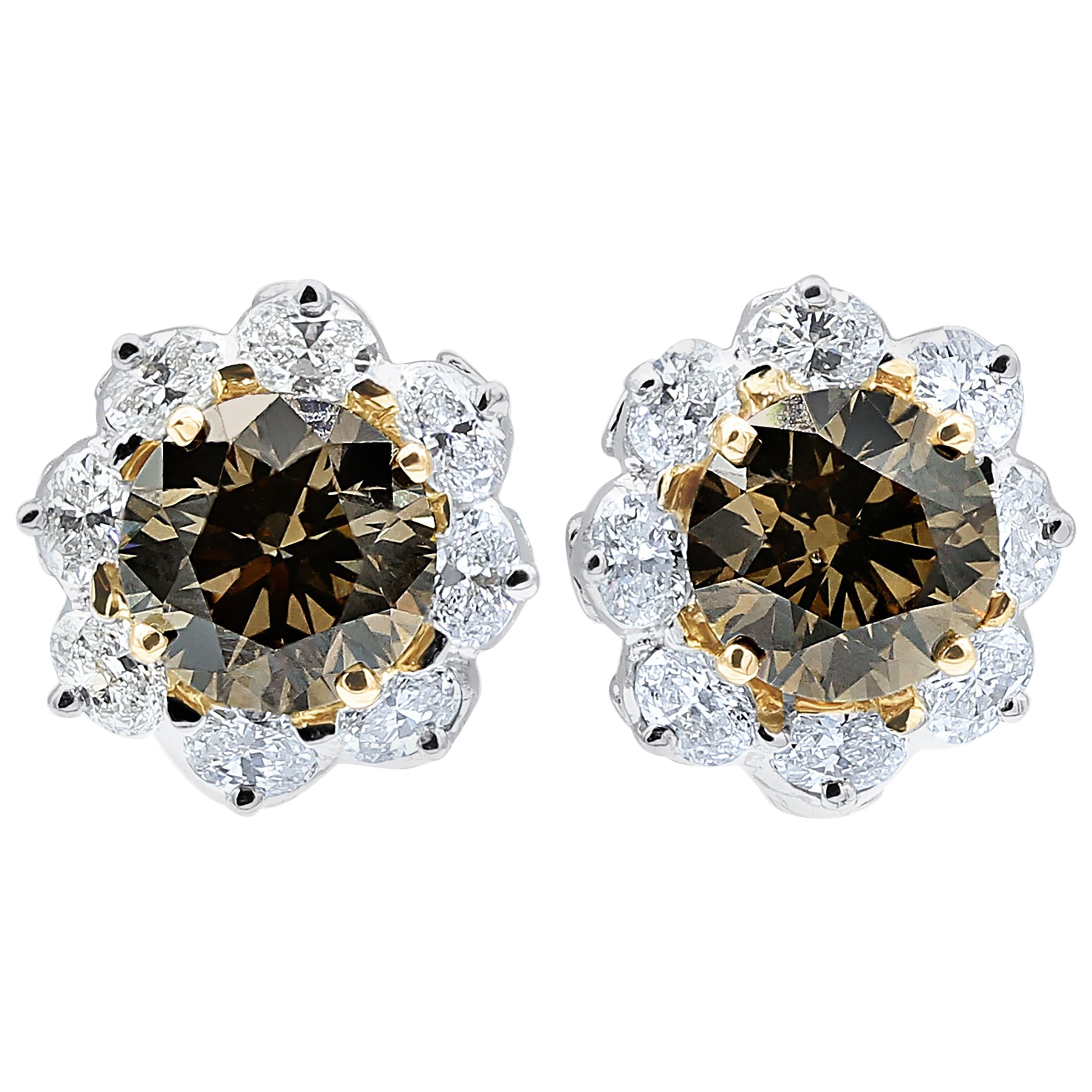 Oscar Heyman Cognac Diamond Clip Earrings For Sale