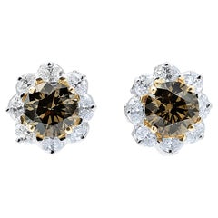 Oscar Heyman 3.10tcw Cognac Diamond Clip Earrings