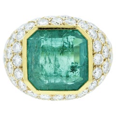 Oscar Heyman Colombian Emerald Diamond Gold Ring, AGL Certified